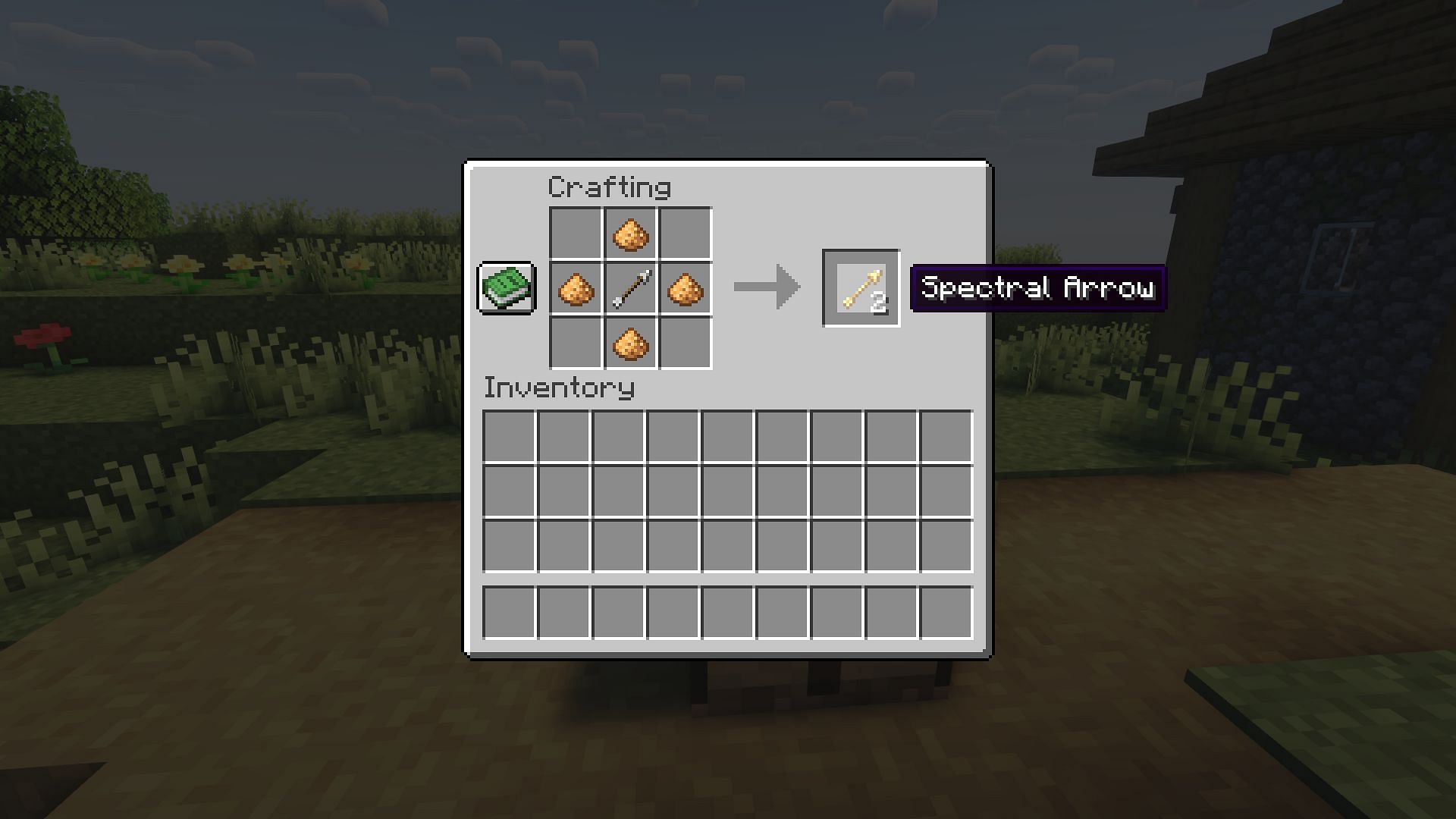 Crafting recipe of spectral arrows (Image via Mojang)