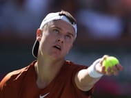 Holger Rune in action at the Indian Wells Masters
