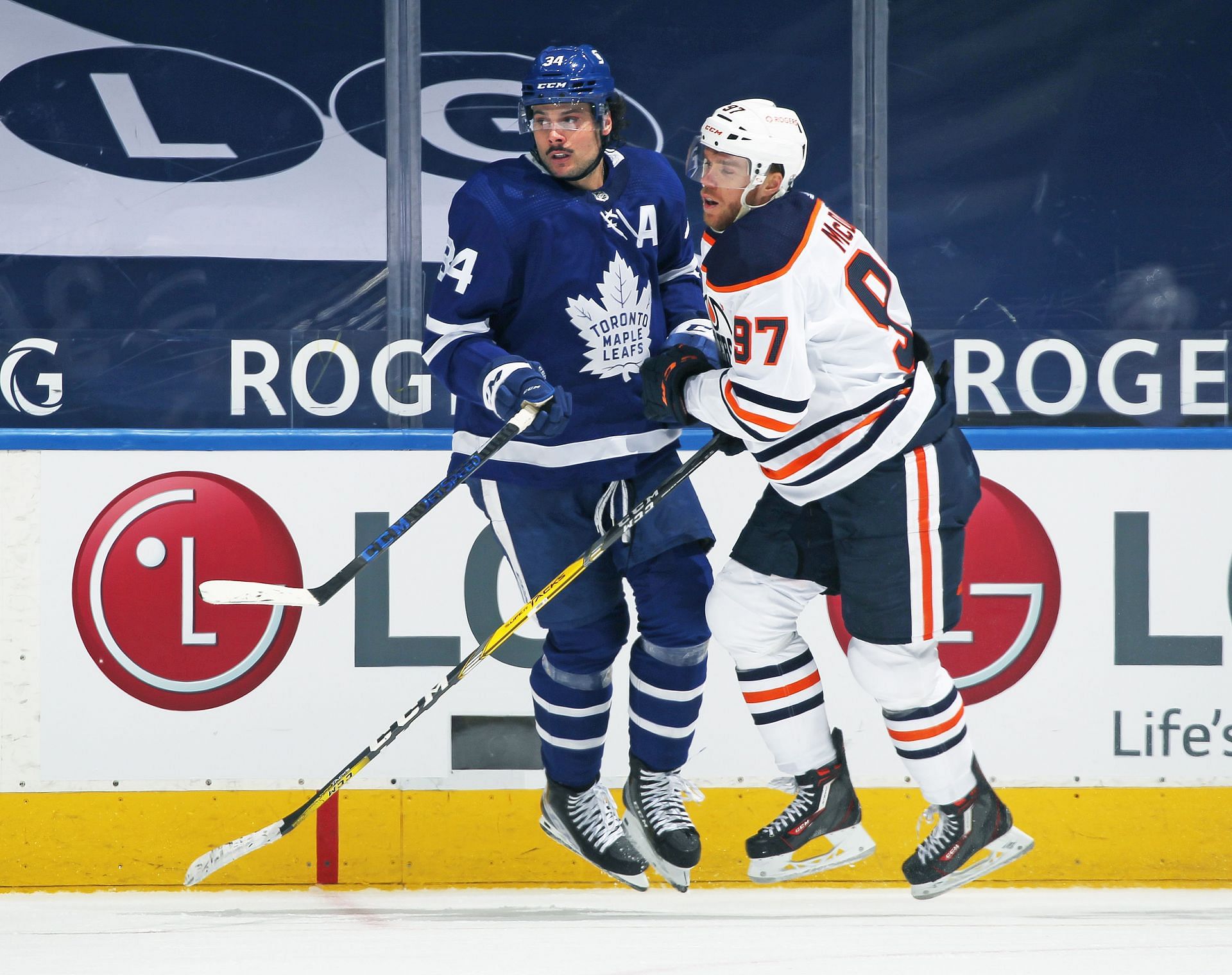 Connor McDavid and Auston Matthews in action during an NHL game