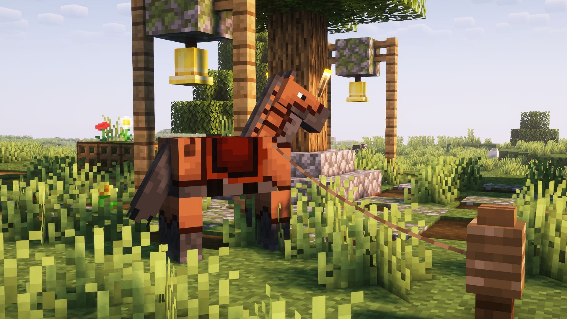 A horse with leather armor equipped (Image via Mojang)
