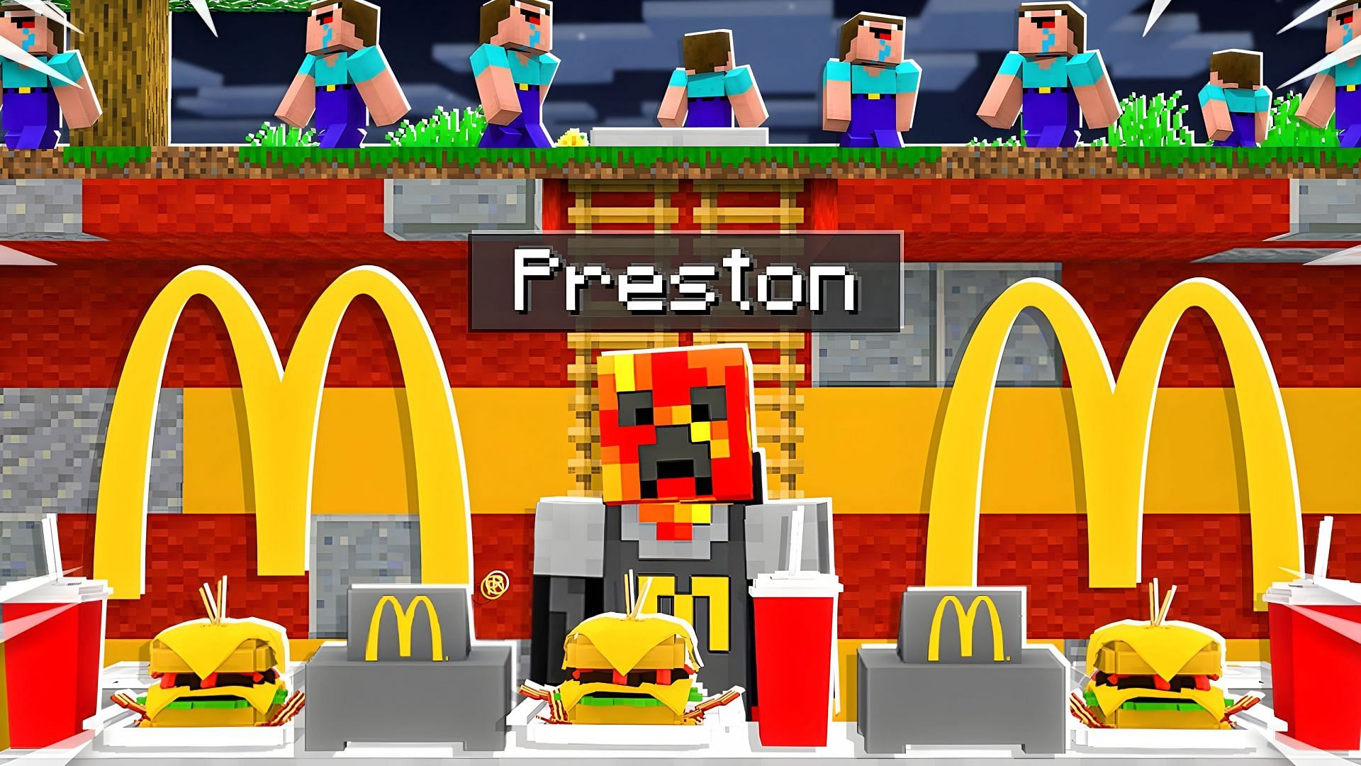 Restaurants are extremely fun to build in Minecraft (Image via Youtube/PrestonPlayz)