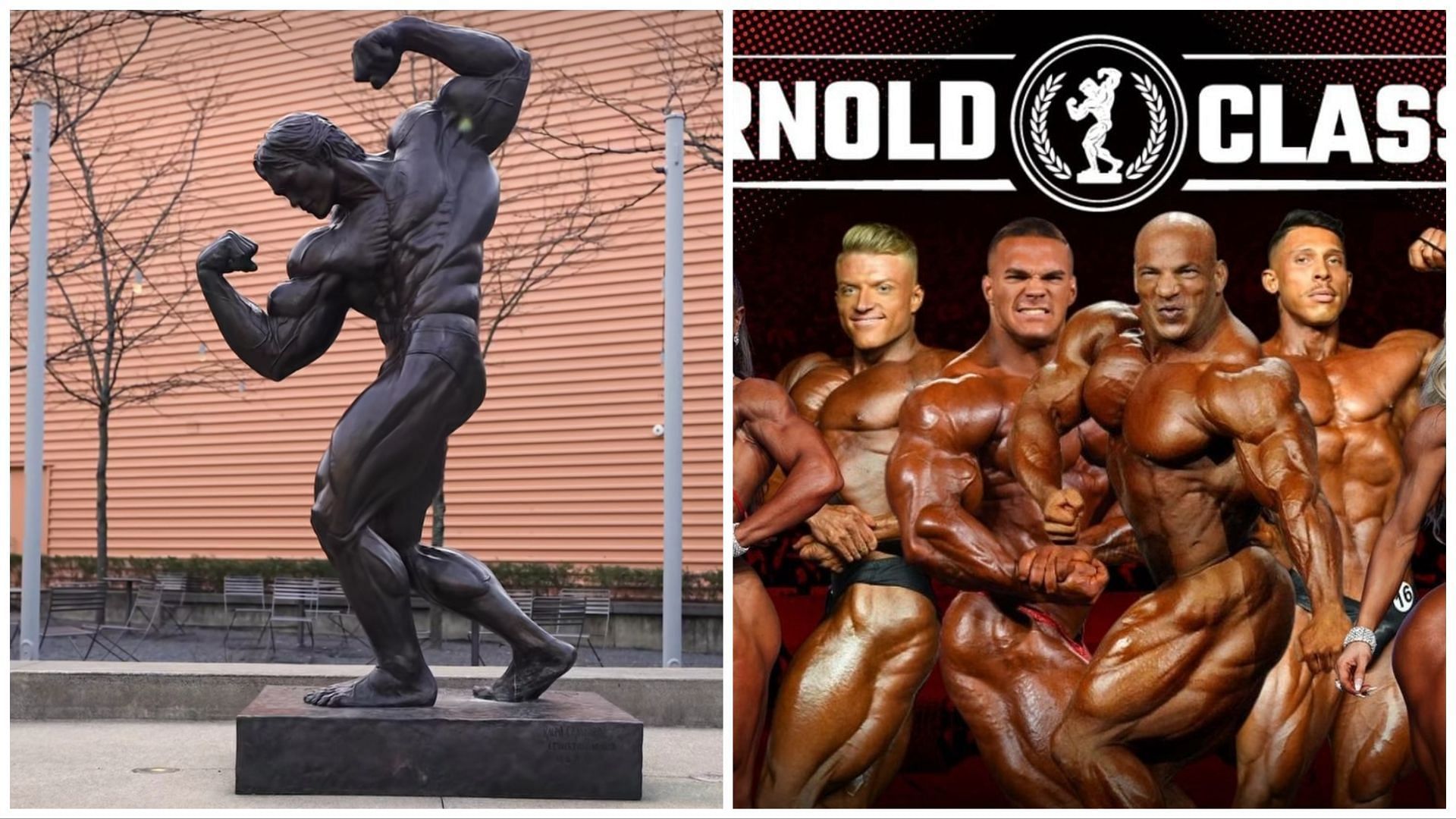 The prestigious Arnold Classic Trophy statue in Columbus, Ohio, and the competitors to appear for Arnold Classic 2023 (Image via Instagram/@arnoldsports)