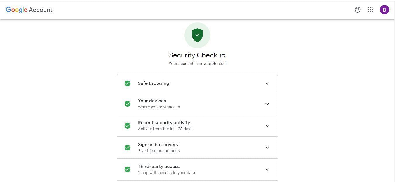 Google account Security Checkup (Image via Sportskeeda)