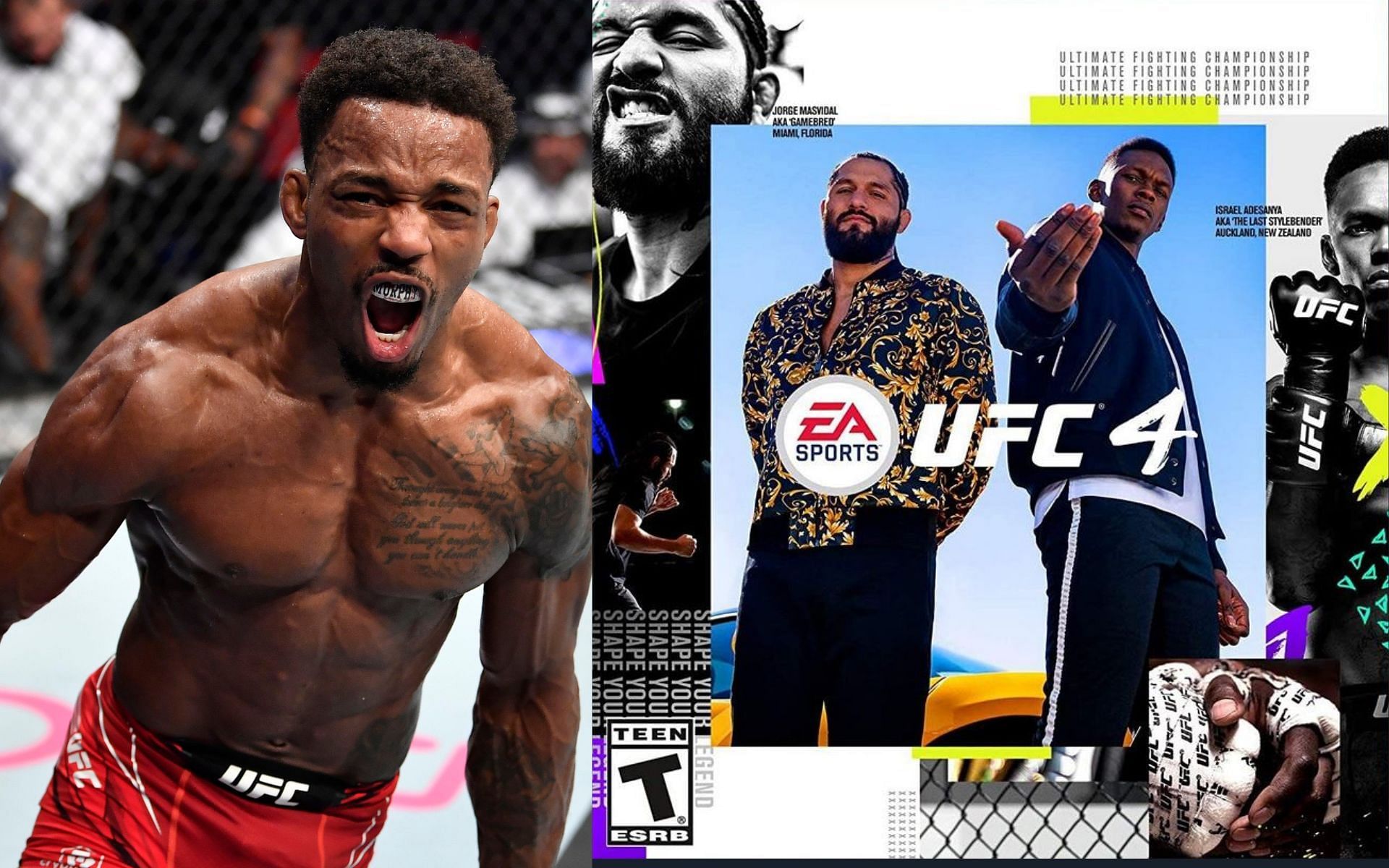 Lerone Murphy [Left] EA Sports UFC 4 cover [Right] [Images courtesy: @MMAFighting and @videogamedeals (Twitter)]