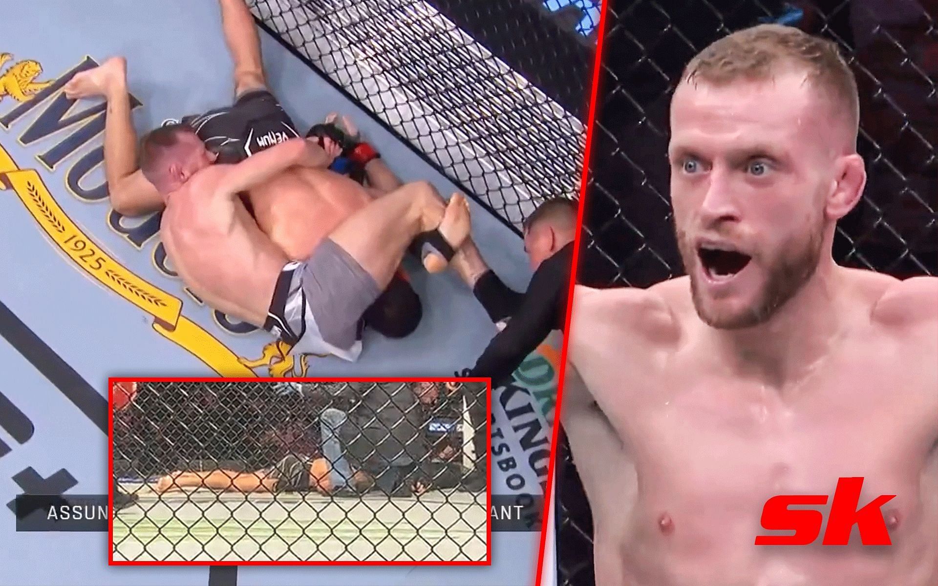 WATVeteran fighter lays unconscious after insanely rare reverse triangle submission at UFC Las Vegas [Images via: @MMAWeeklycom, @fight_4_yours, and @UFCEurope on Twitter]