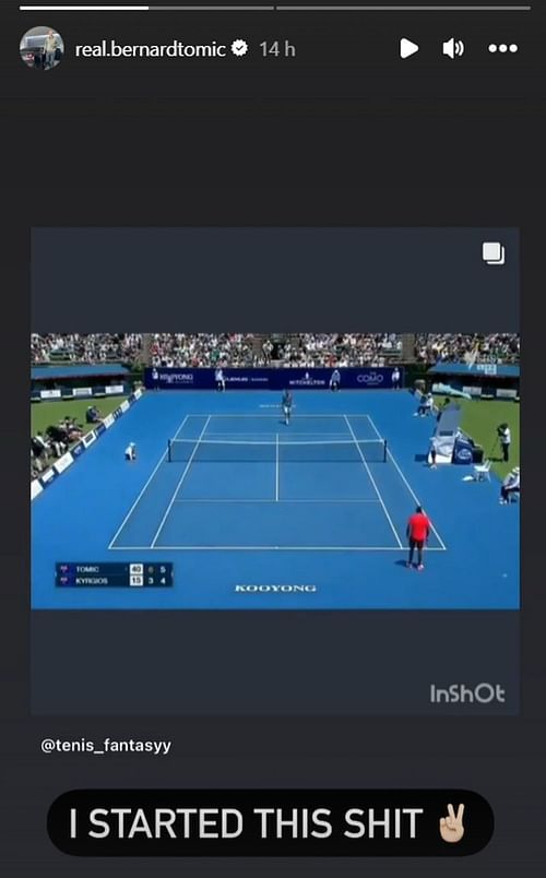 Bernard Tomic's Instagram story