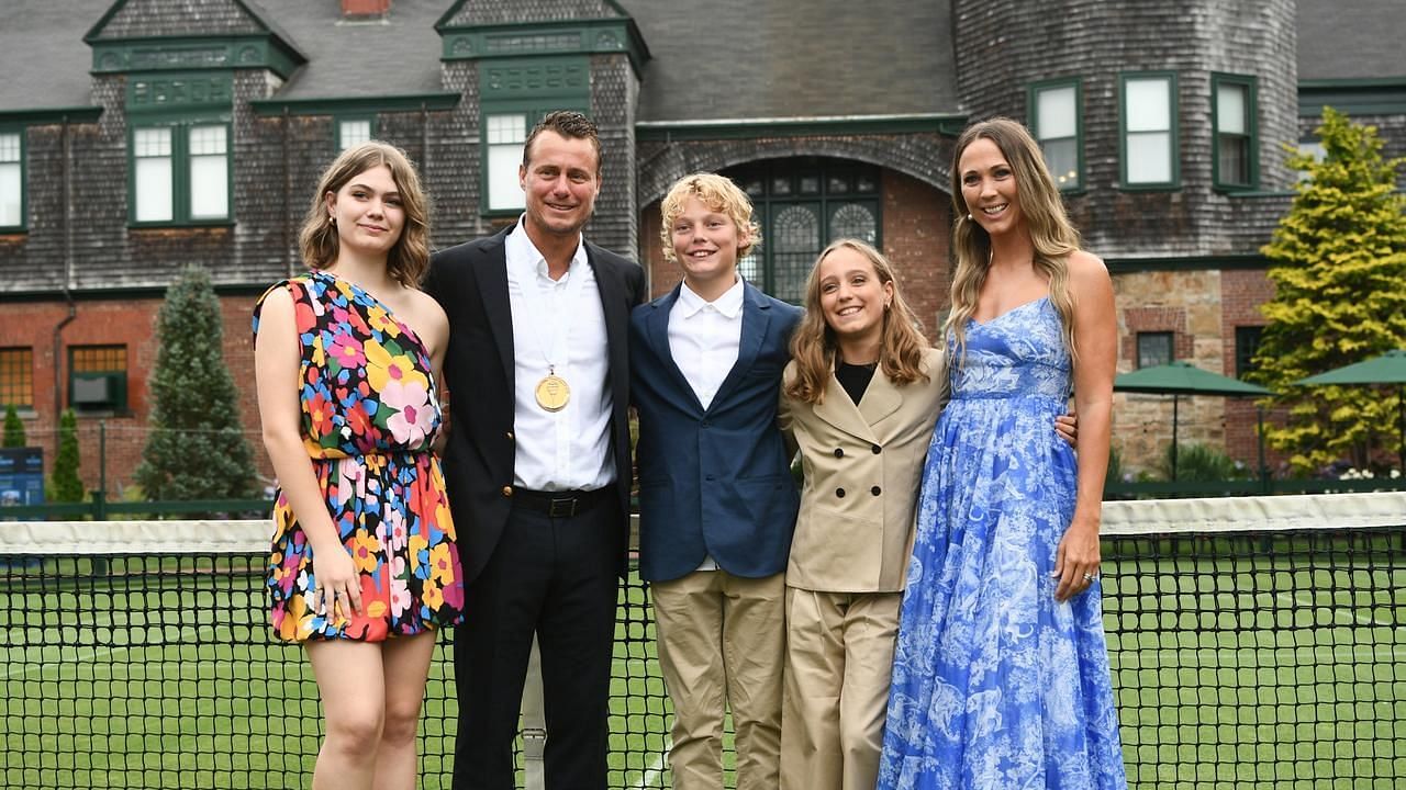 Lleyton Hewitt along with his wife Bec and children Ava, Mia and Cruz