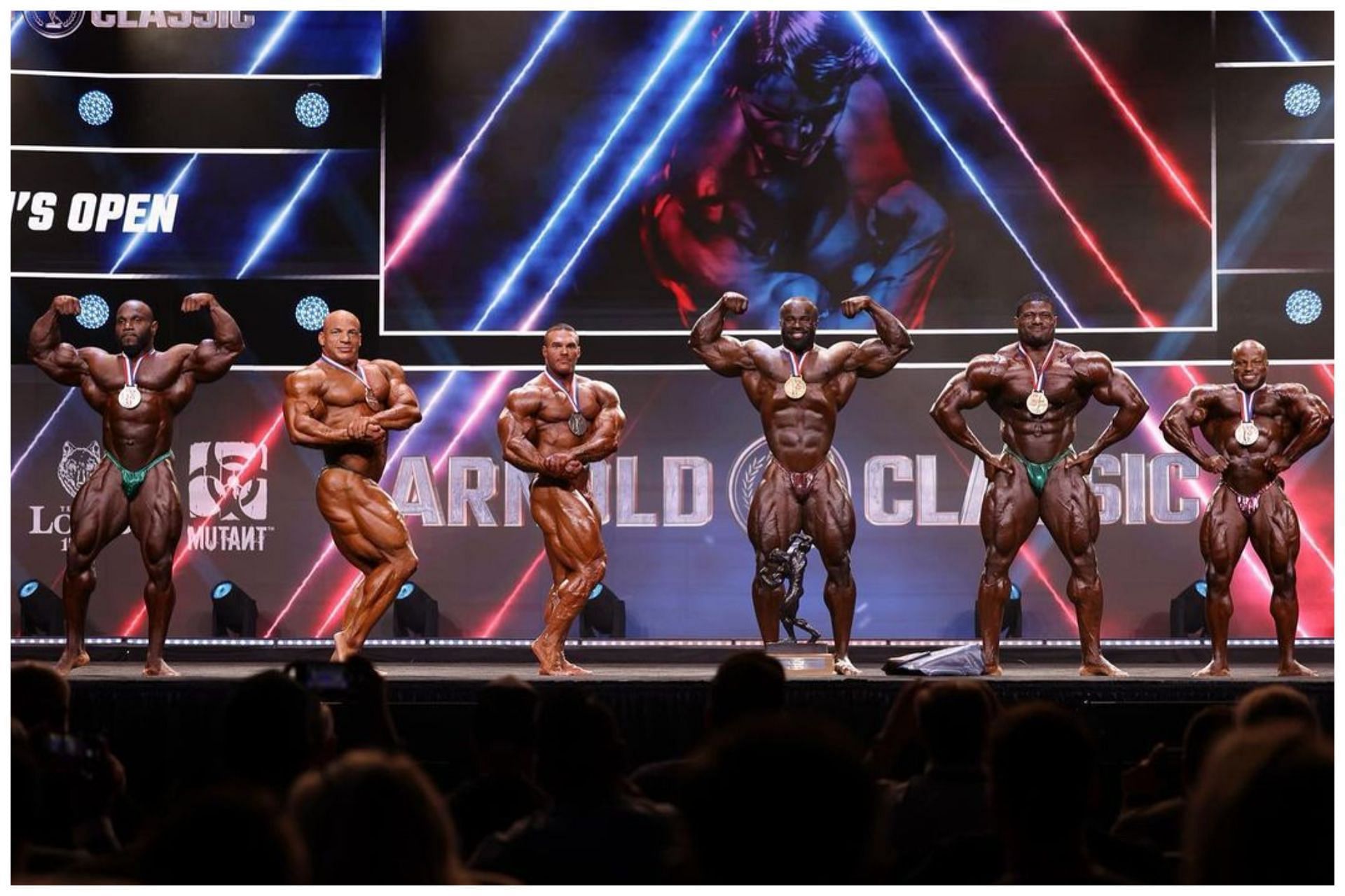 Competitors pose on stage at the 2023 Arnold Classic: Image via Instagram (@arnoldsports)