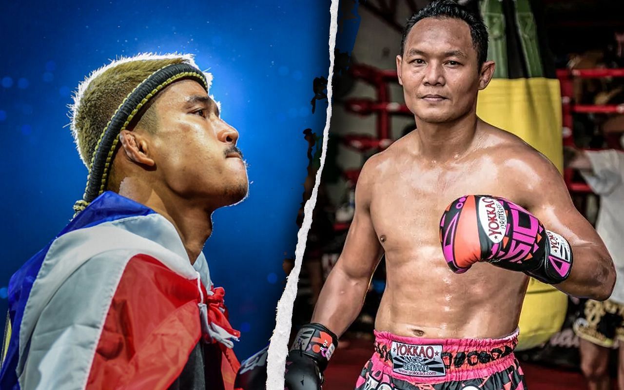 (left) Superlek Kiamoo9 and (right) Muay Thai living legend Sanechai [Credit: ONE Championship]