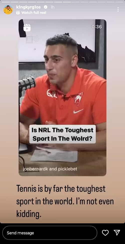 Nick Kyrgios Instagram story