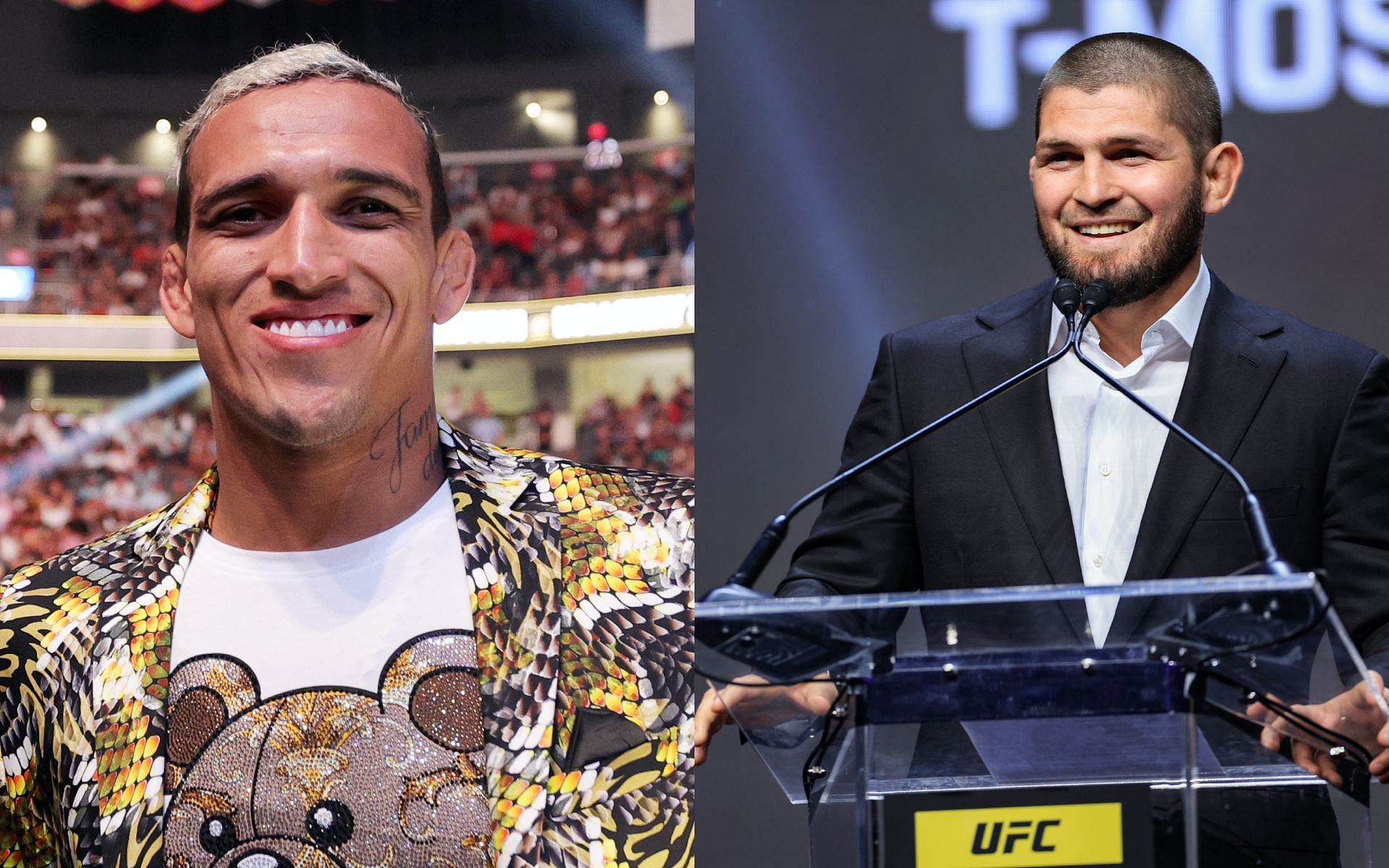 Charles Oliveira (left) and Khabib Nurmagomedov (right) [Image credits: Getty Images]