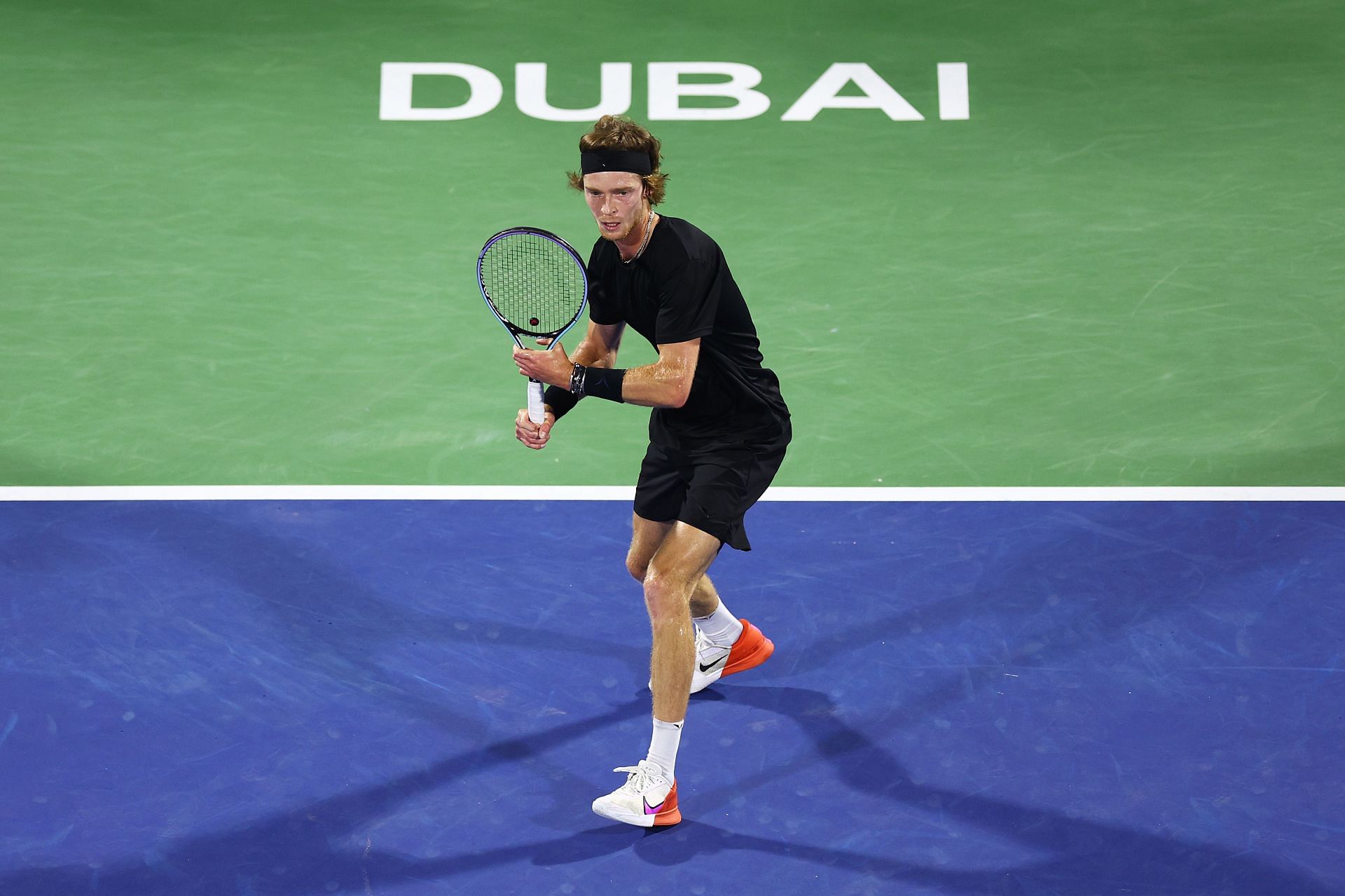 Rublev at the 2023 Dubai Tennis Championships.