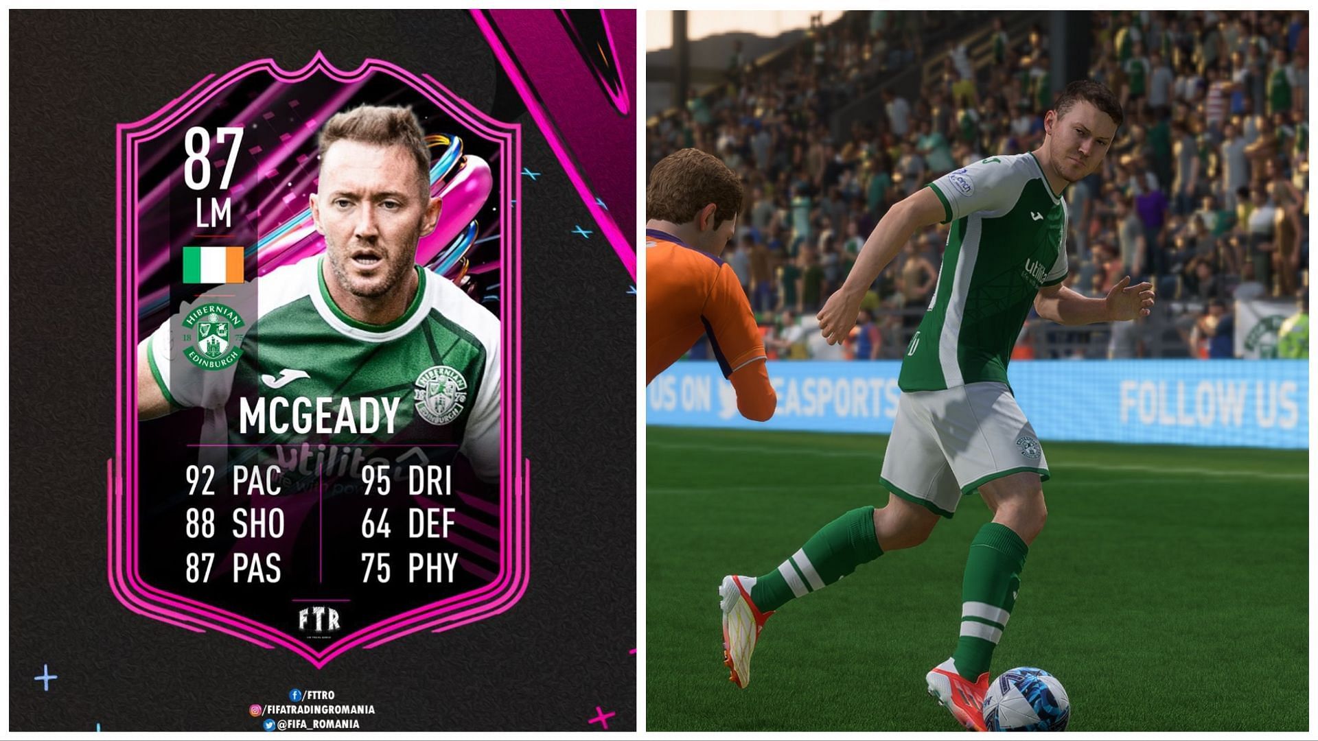 FUT Ballers McGeady has been leaked (Image via Twitter/FIFATradingRomania and EA Sports)