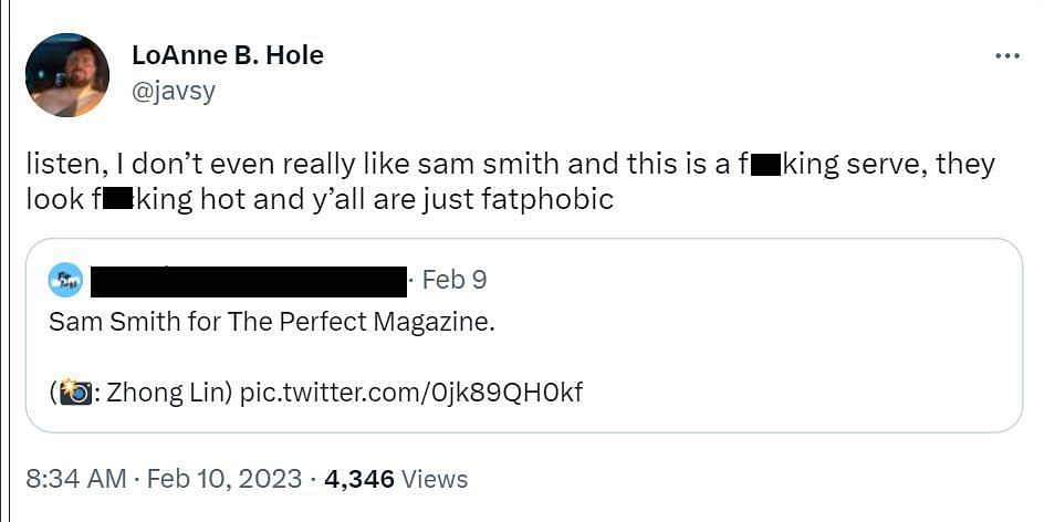 A comment reacting to the Perfect shoot (Image via Twitter /@javsy)