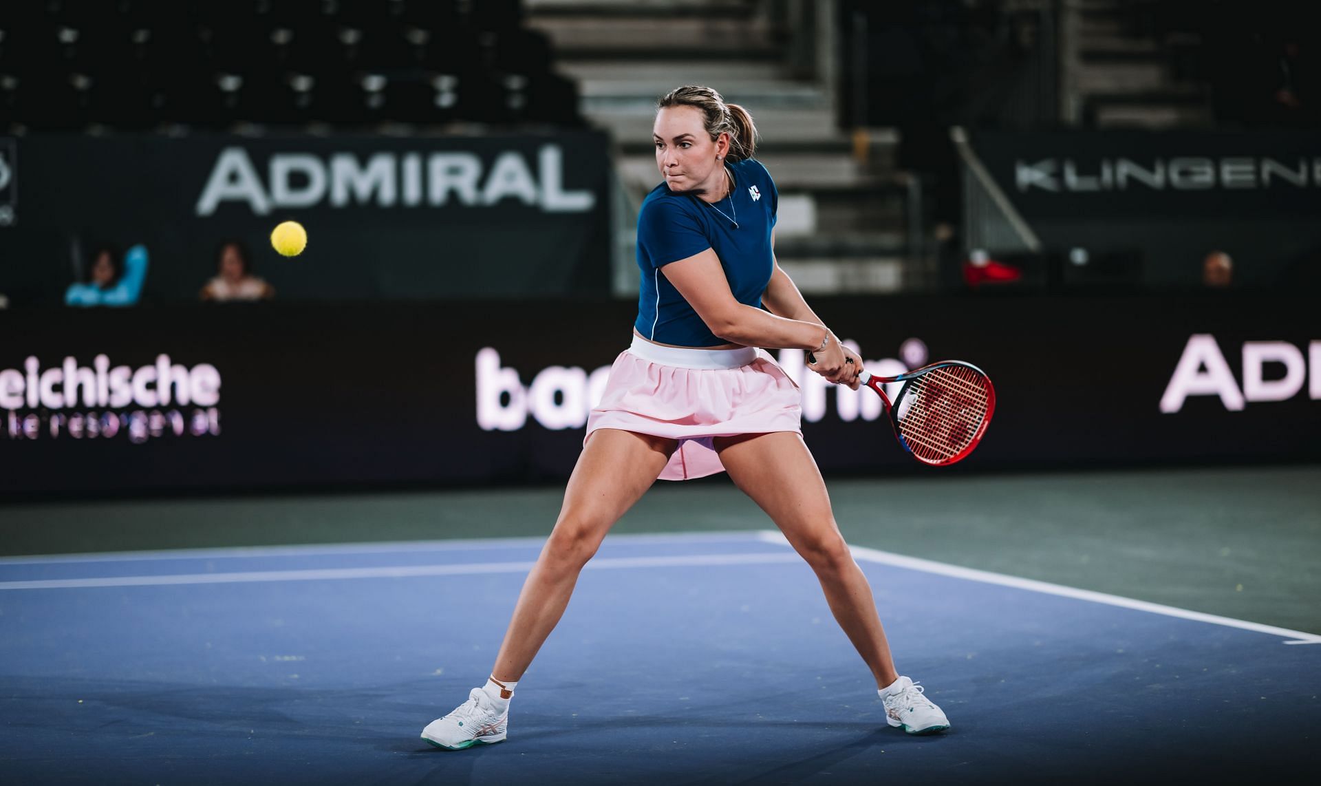 Donna Vekic in action during the Upper Austria Ladies Linz 2023.