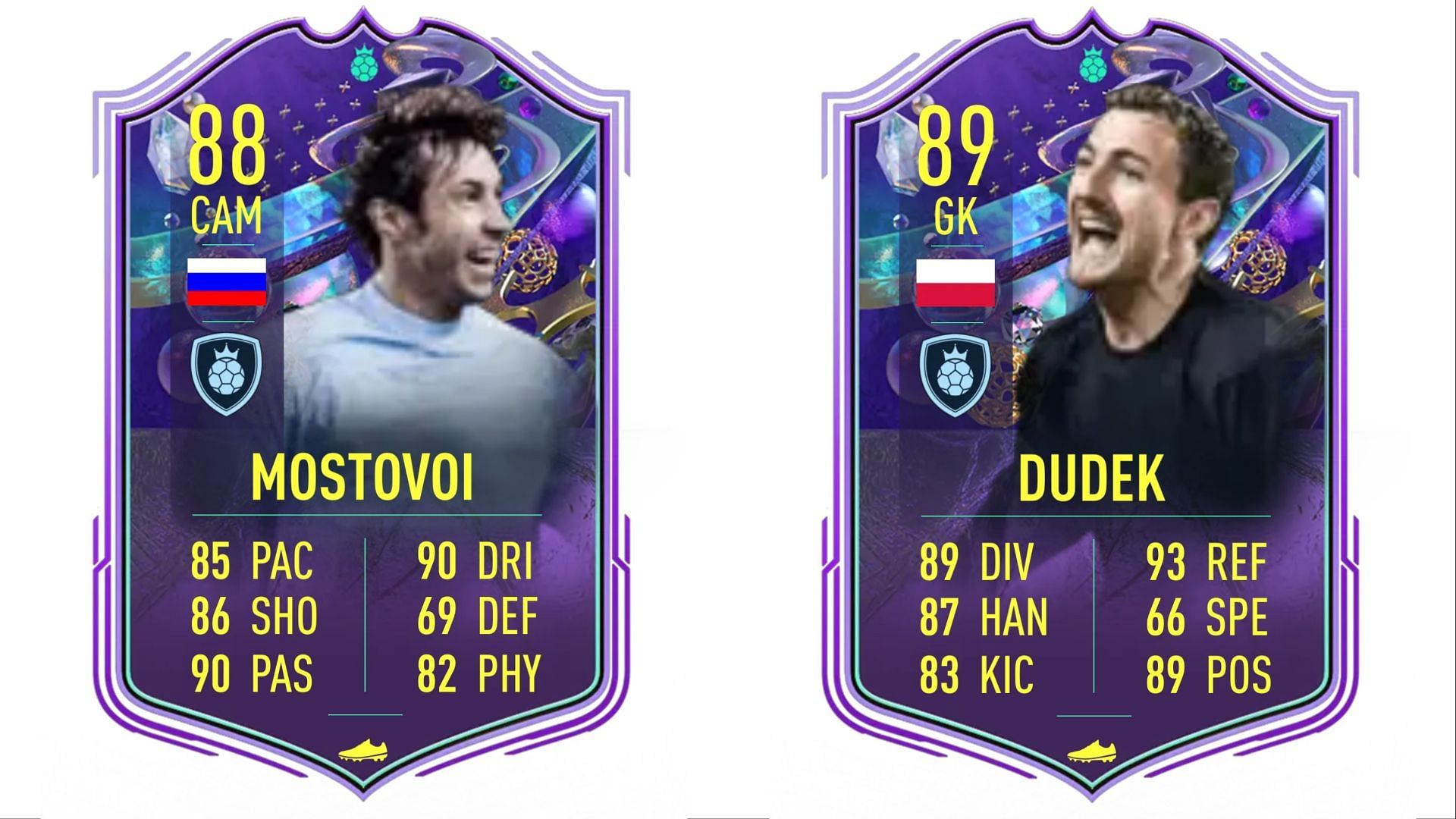 The Jerzy Dudek and Aleksandr Mostovoi Fantasy FUT cards could have high demand among FIFA 23 players (Images via Twitter/FIFA 23 Leaks)