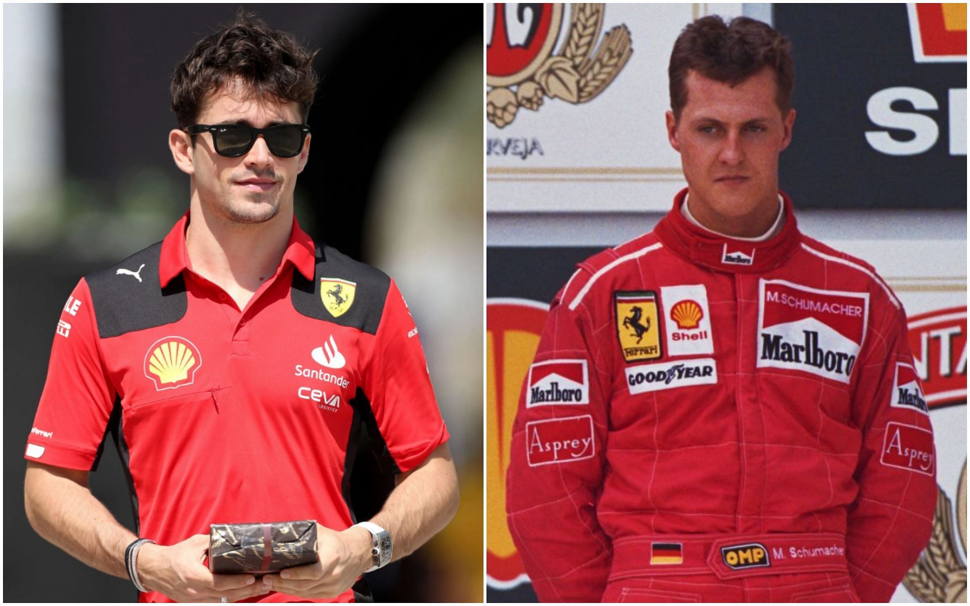 Charles Leclerc (Left) and Michael Schumacher (Right) (Collage via Sportskeeda)