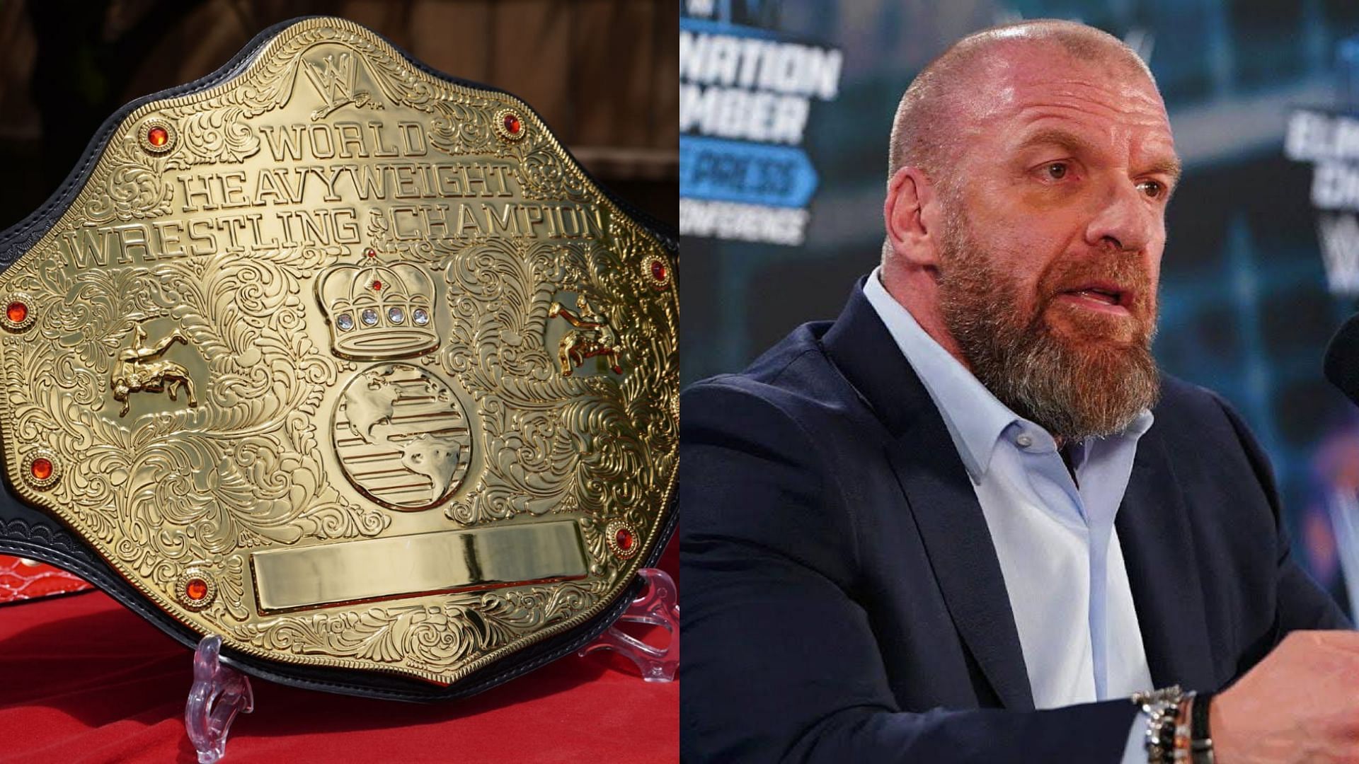 World Heavyweight title (left), Triple H (right)