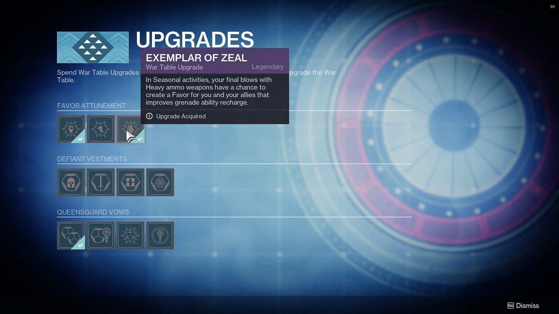 Favor upgrades (Image via Destiny 2)