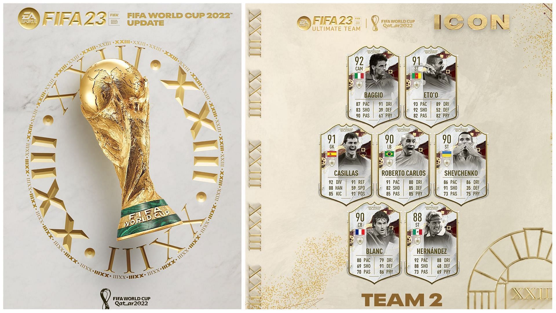 The 89+ World Cup or Prime Icon Upgrade SBC is an amazing opportunity for FIFA 23 players to add more icon cards to their squads (Images via EA Sports)