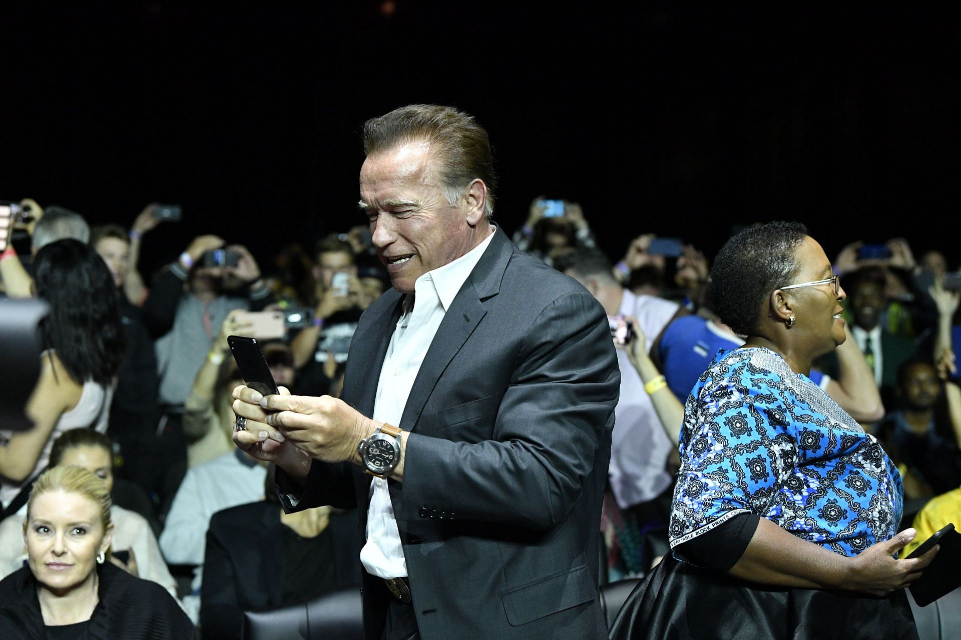 AArnold Schwarzenegger is seen during the Arnold Sports Festival Africa 2019 (Photo by Lefty Shivambu/Gallo Images/Getty Images)