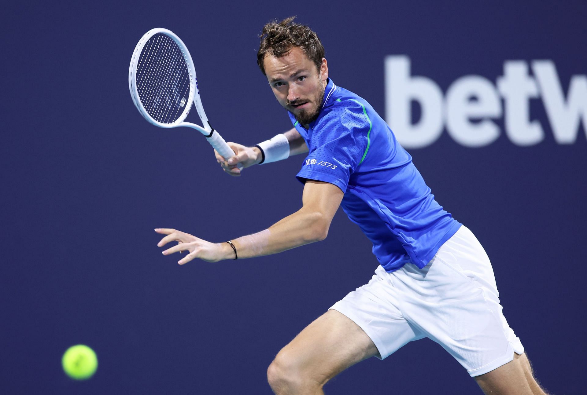 Daniil Medvedev competes at 2023 Miami Open.