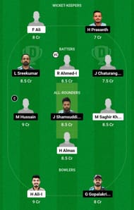 Dream11 Team for Seven Districts vs Colatta Chocolates - Sharjah Ramadan T10 League 2023.