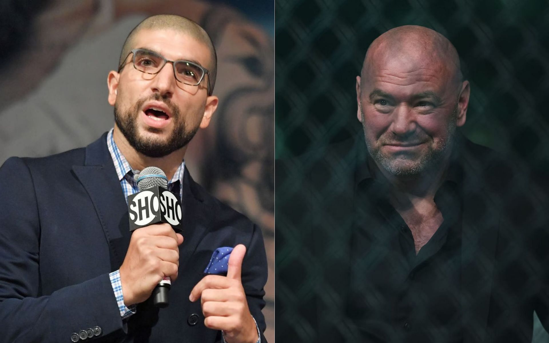 Ariel Helwani (left) and Dana White (right)