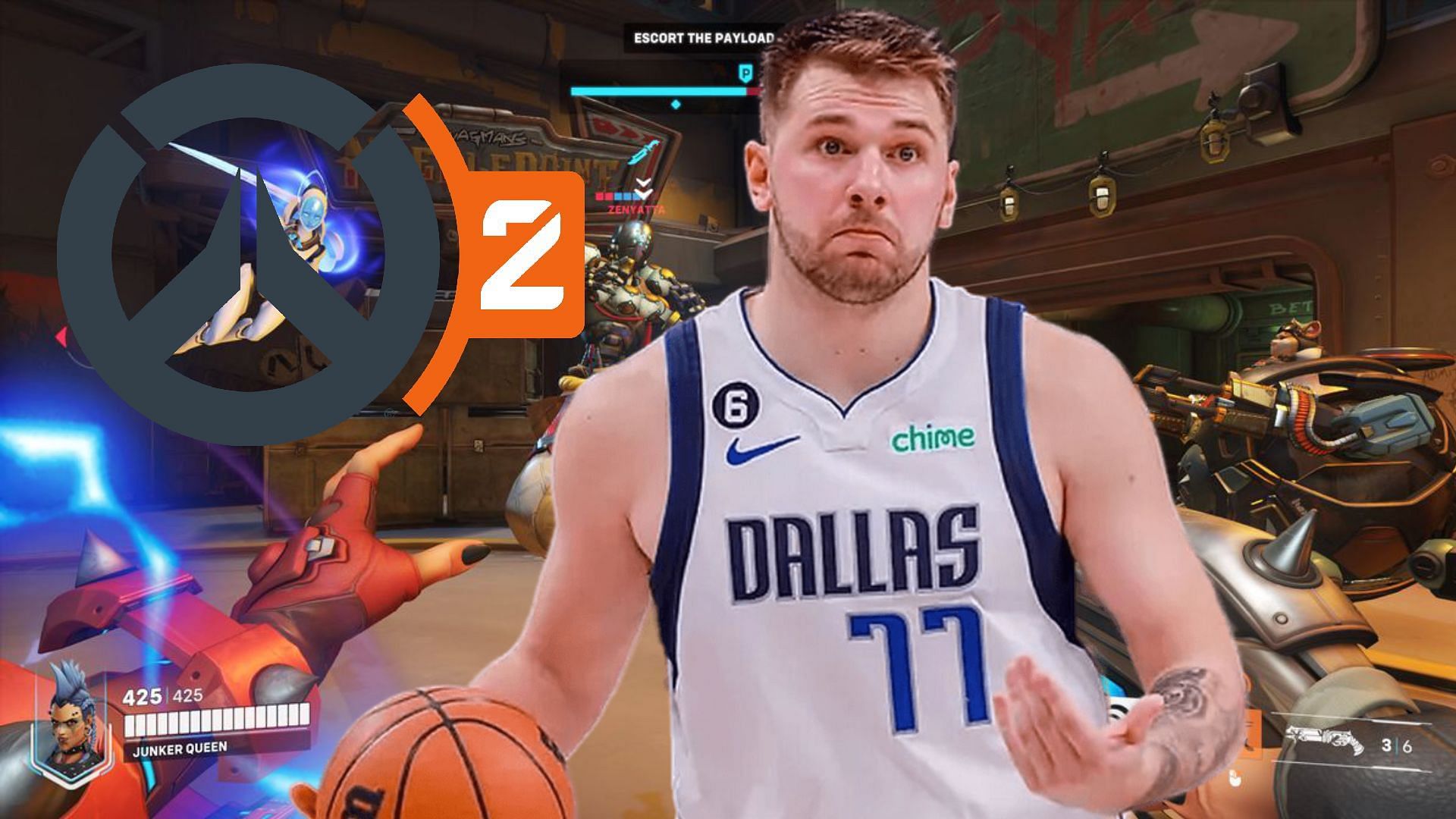 Luka Doncic appears makes an appearance on Overwatch 2 stream on Twitch (Image via Sportskeeda)
