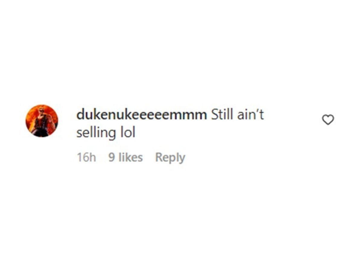 Fan&#039;s comment (Image via @dukenukeeeeemmm/Instagram)