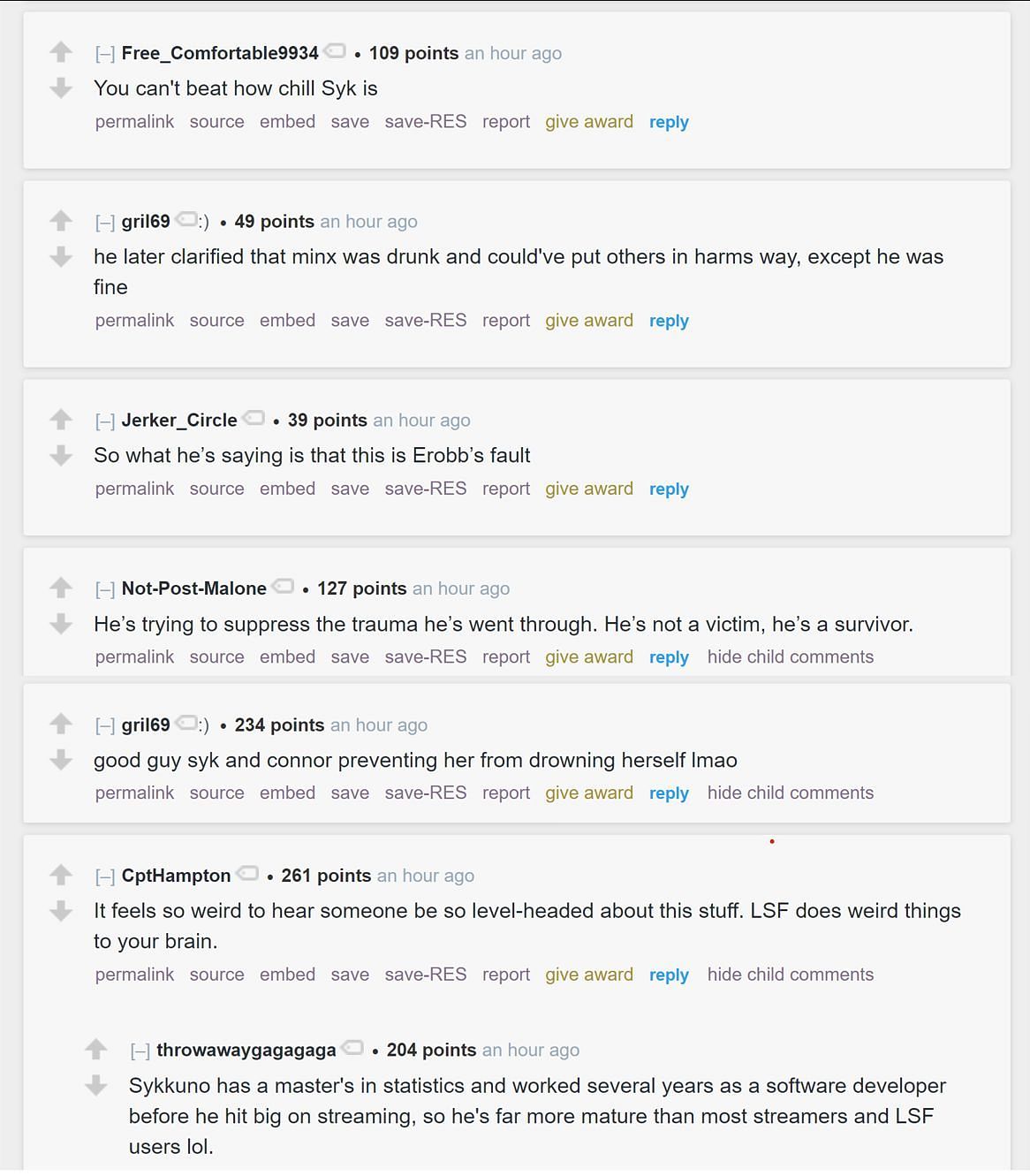 Fans on Reddit discussing the streamers&#039; controversy (Image via r/LivestreamFail)