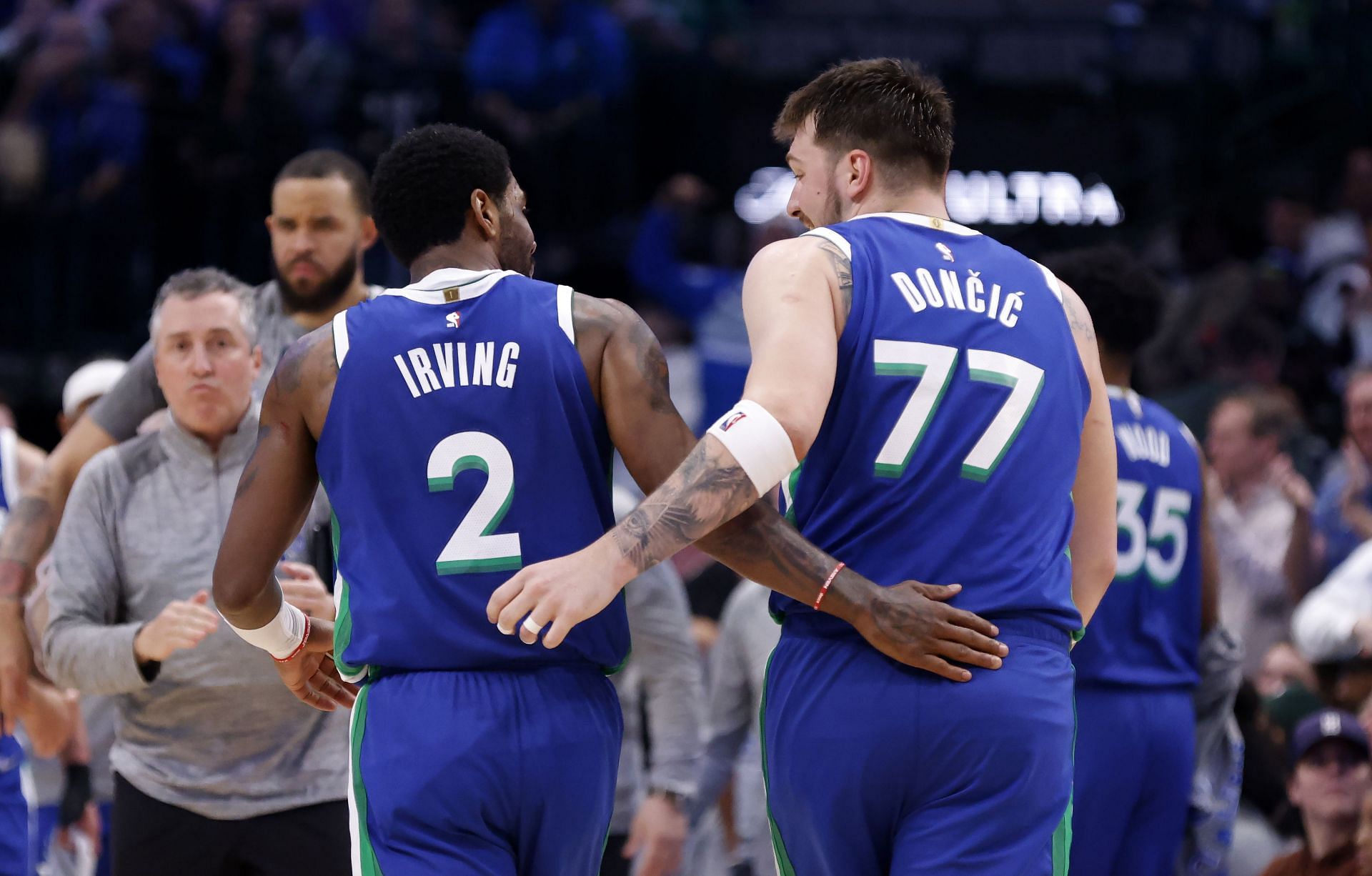 Kyrie Irving and Luka Doncic of the Dallas Mavericks