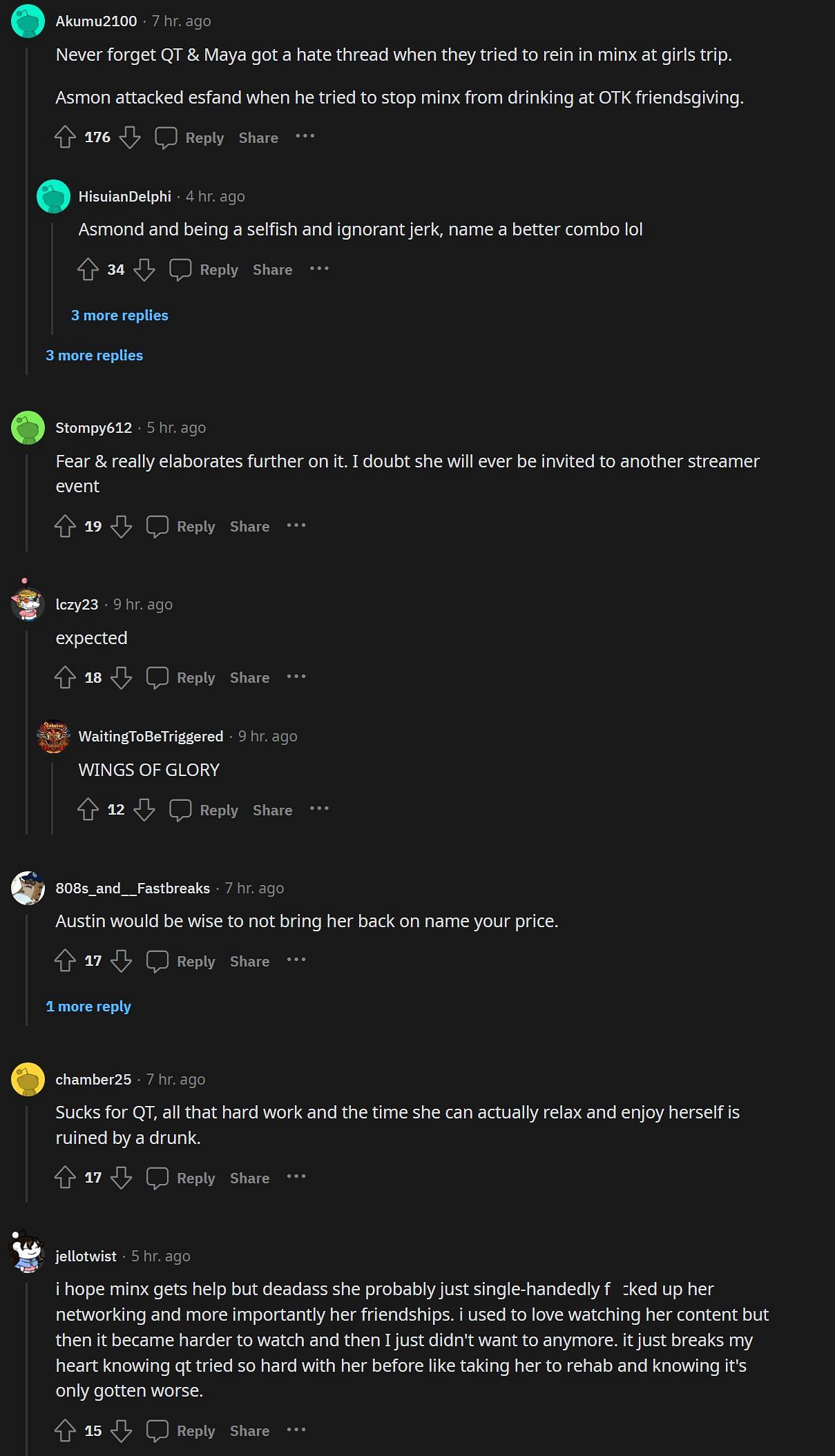 More comments on the streamer (Image via r/LivestreamFail)