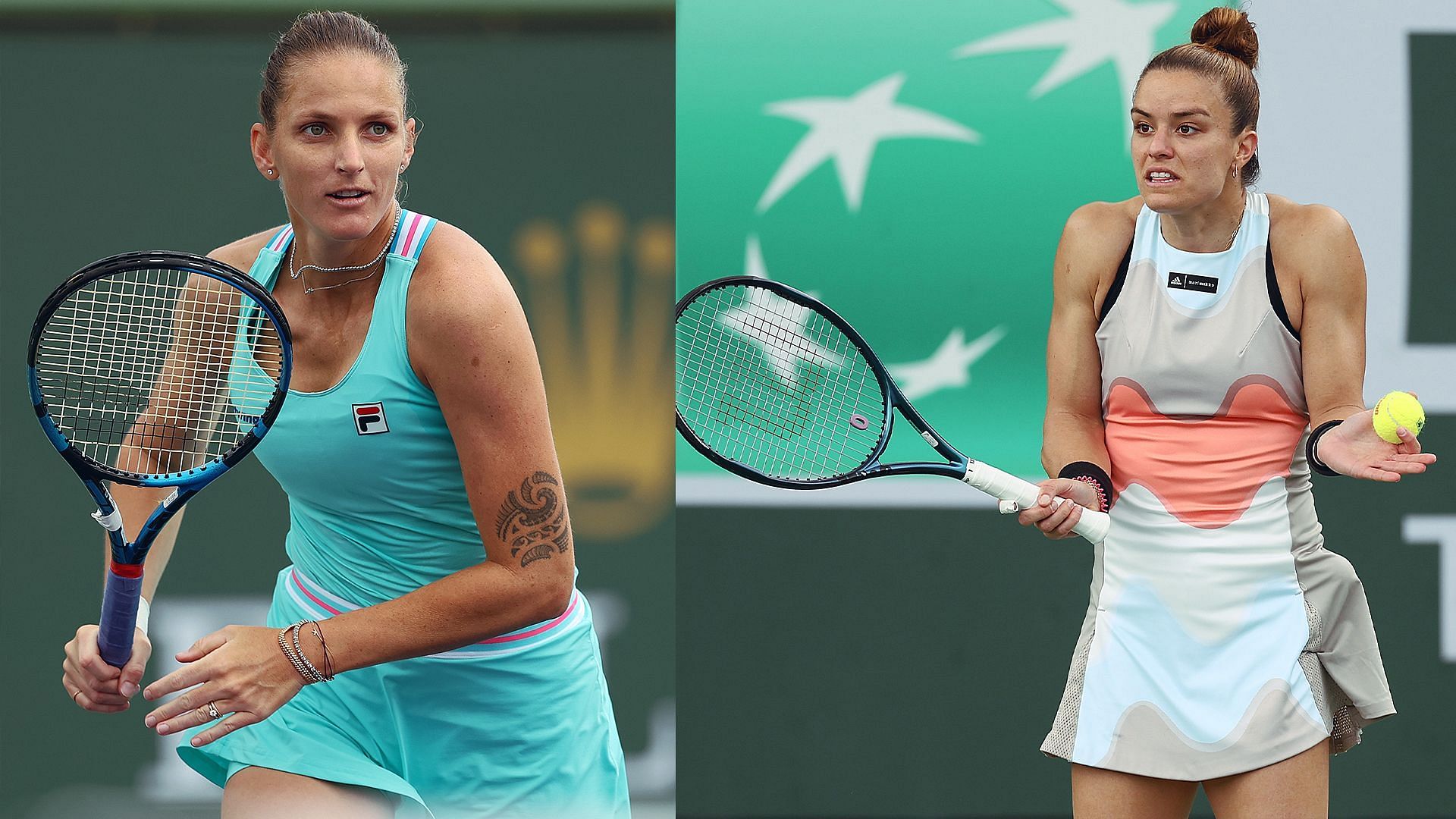 Karolina Pliskova and Maria Sakkari at the Indian Wells 2023. 