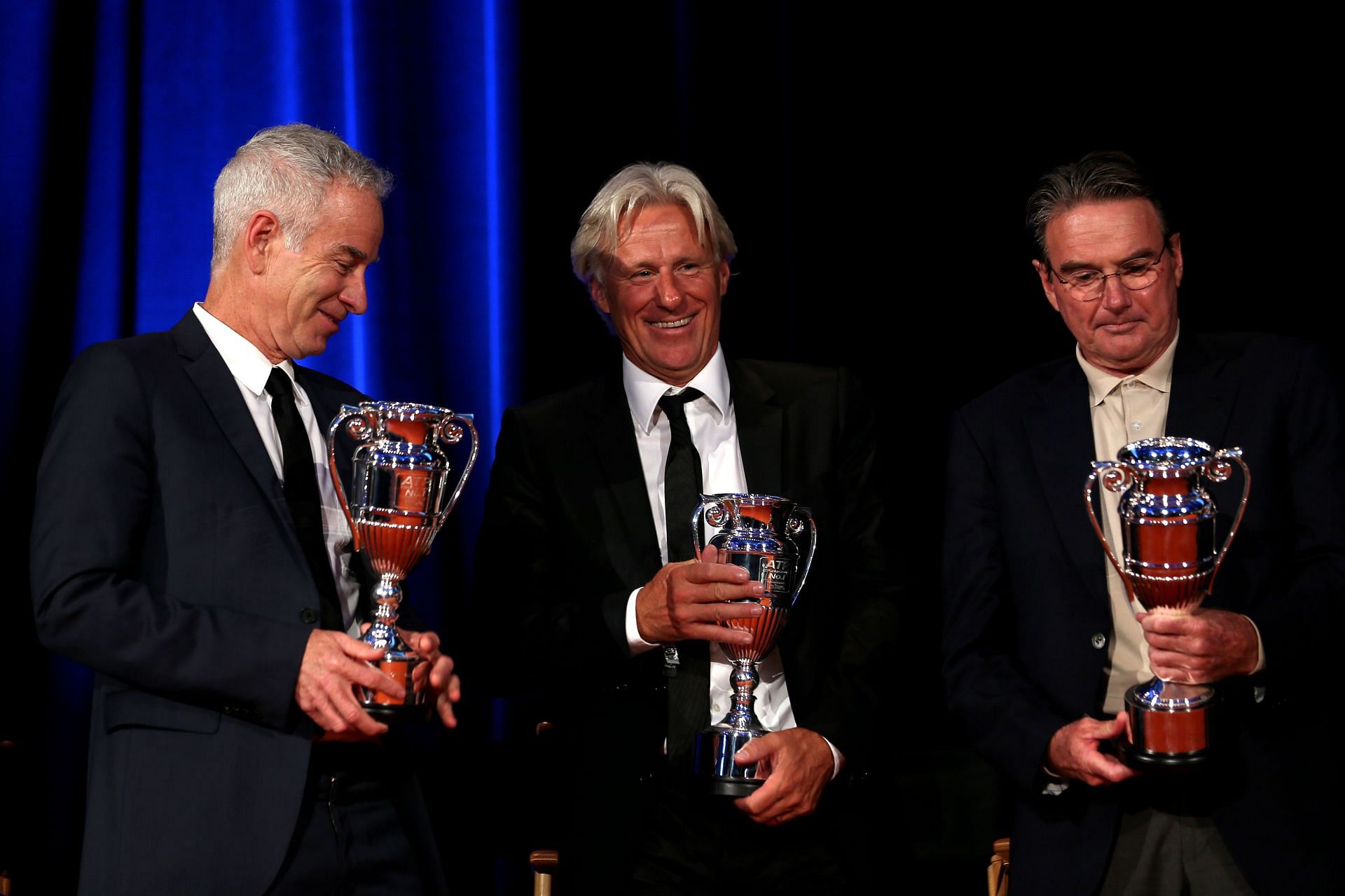 Jimmy Connors and Bjorn Borg with John McEnroe in New York in 2013