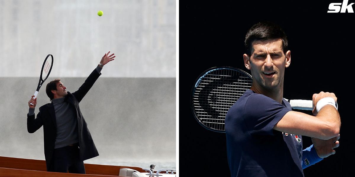 Roger Federer (L) and Novak Djokovic (R)