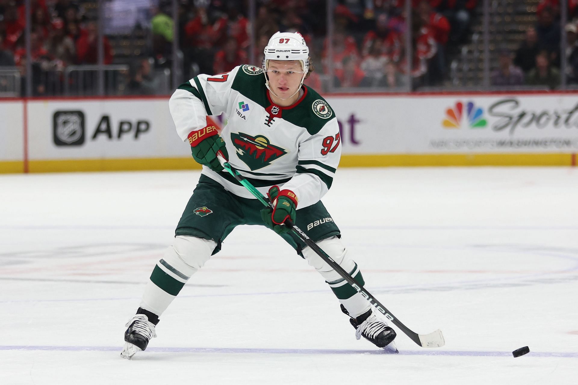 Kaprizov in the frame during the Minnesota Wild v Washington Capitals game