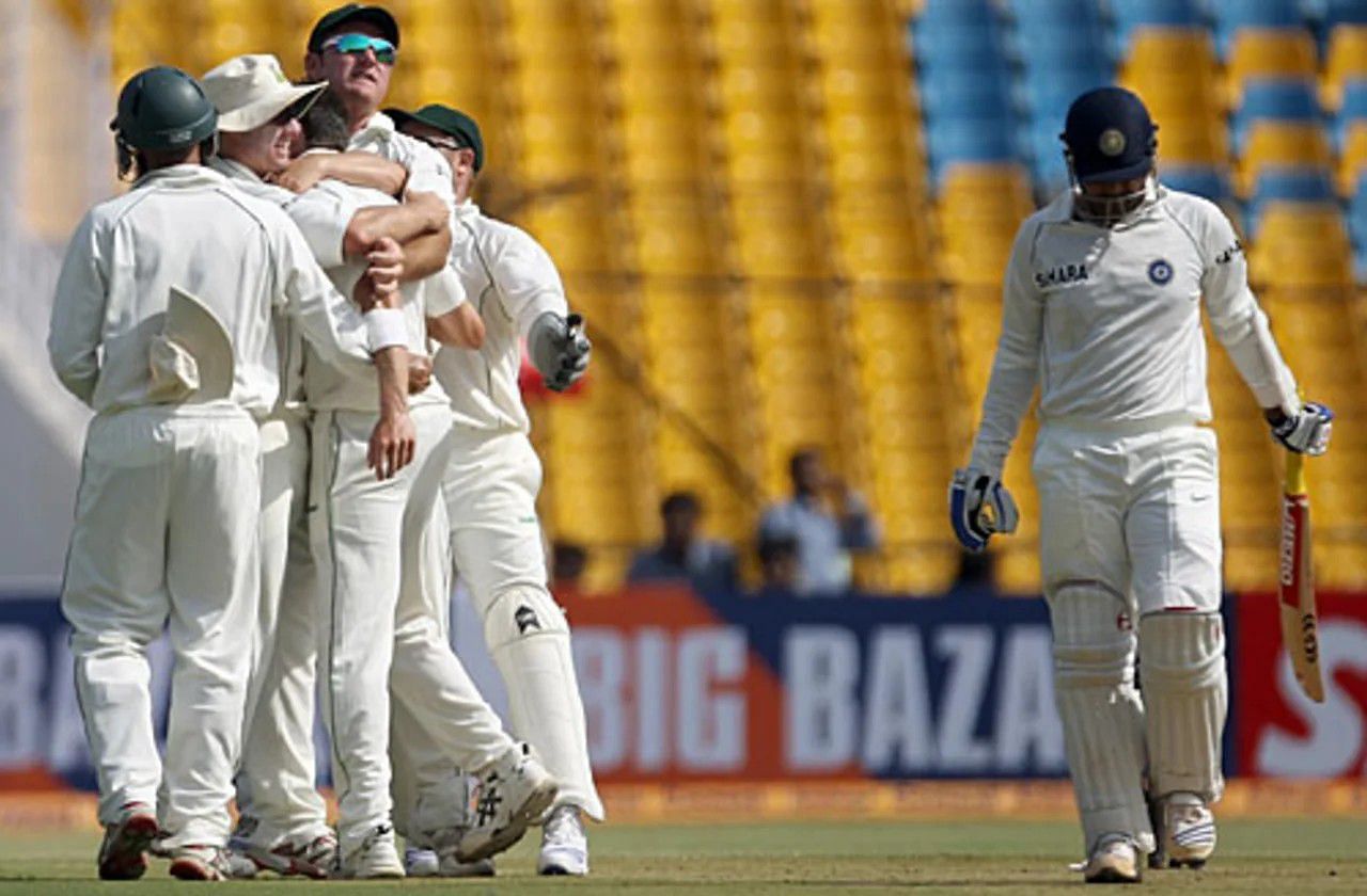 South Africa celebrating Virender Sehwag&#039;s wicket [Pic Credit: BCCI]