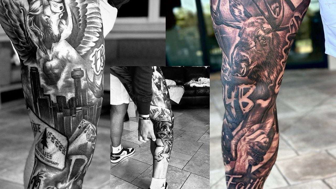 Photos of Dak Prescott&#039;s new leg tattoo show a moose and even the word &quot;Faith&quot; inscribed toward the bottom.