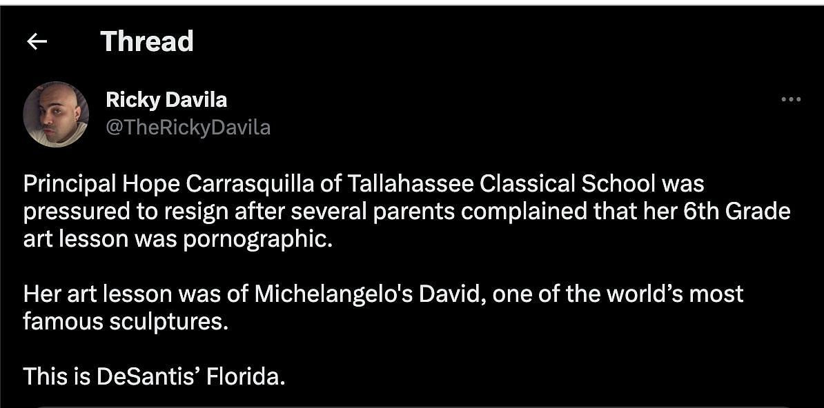 Social media users reacted to Tallahassee Classical School&rsquo;s ex-principal teaching kids about world-famous art. (Image via Twitter)