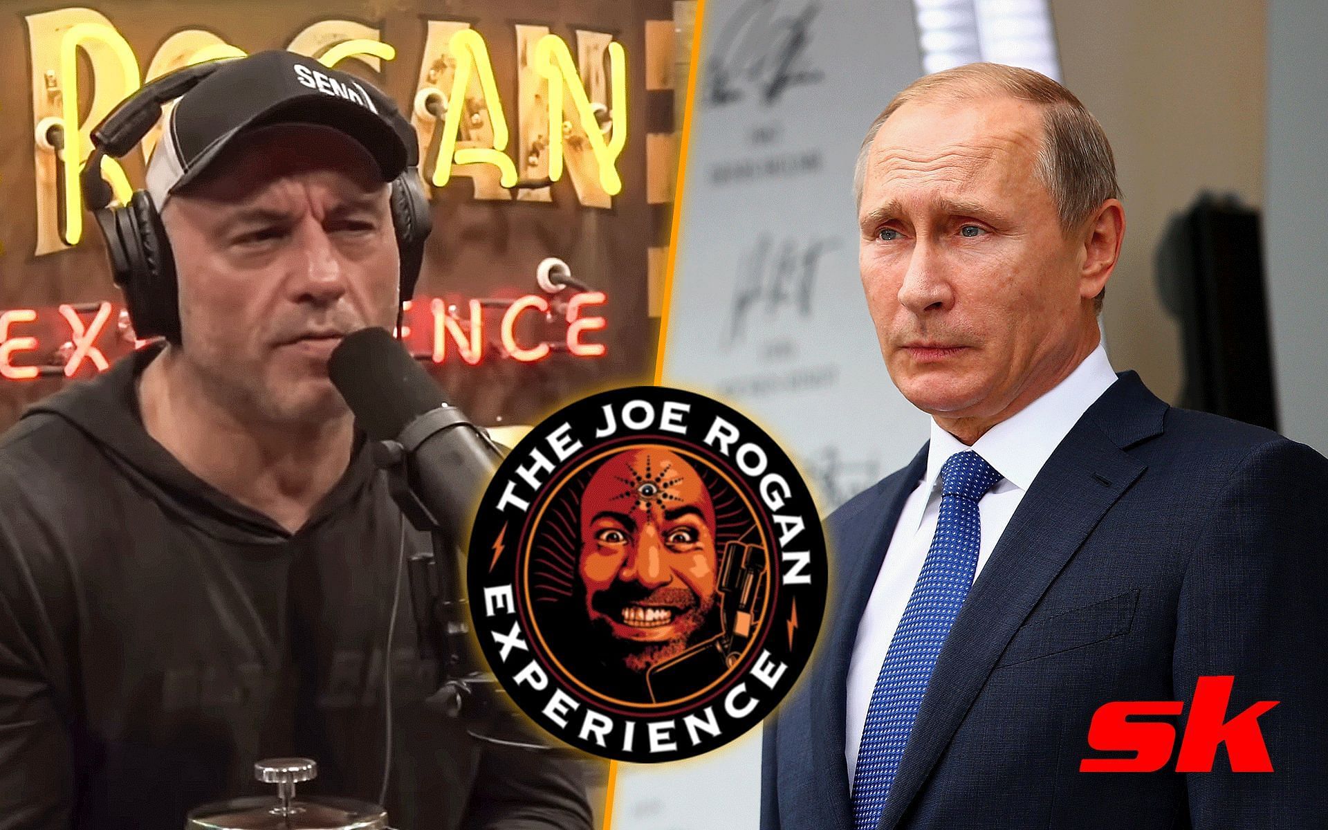 Joe Rogan (left) Vladimir Putin (right) [Image courtesy @JRE Shorts on YouTube, @joeroganexperience on Instagram]