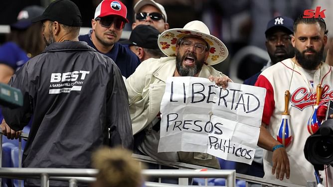 IN PHOTOS: USA vs Cuba WBC semi-final interrupted by activists demanding end of Communist rule in Caribbean nation
