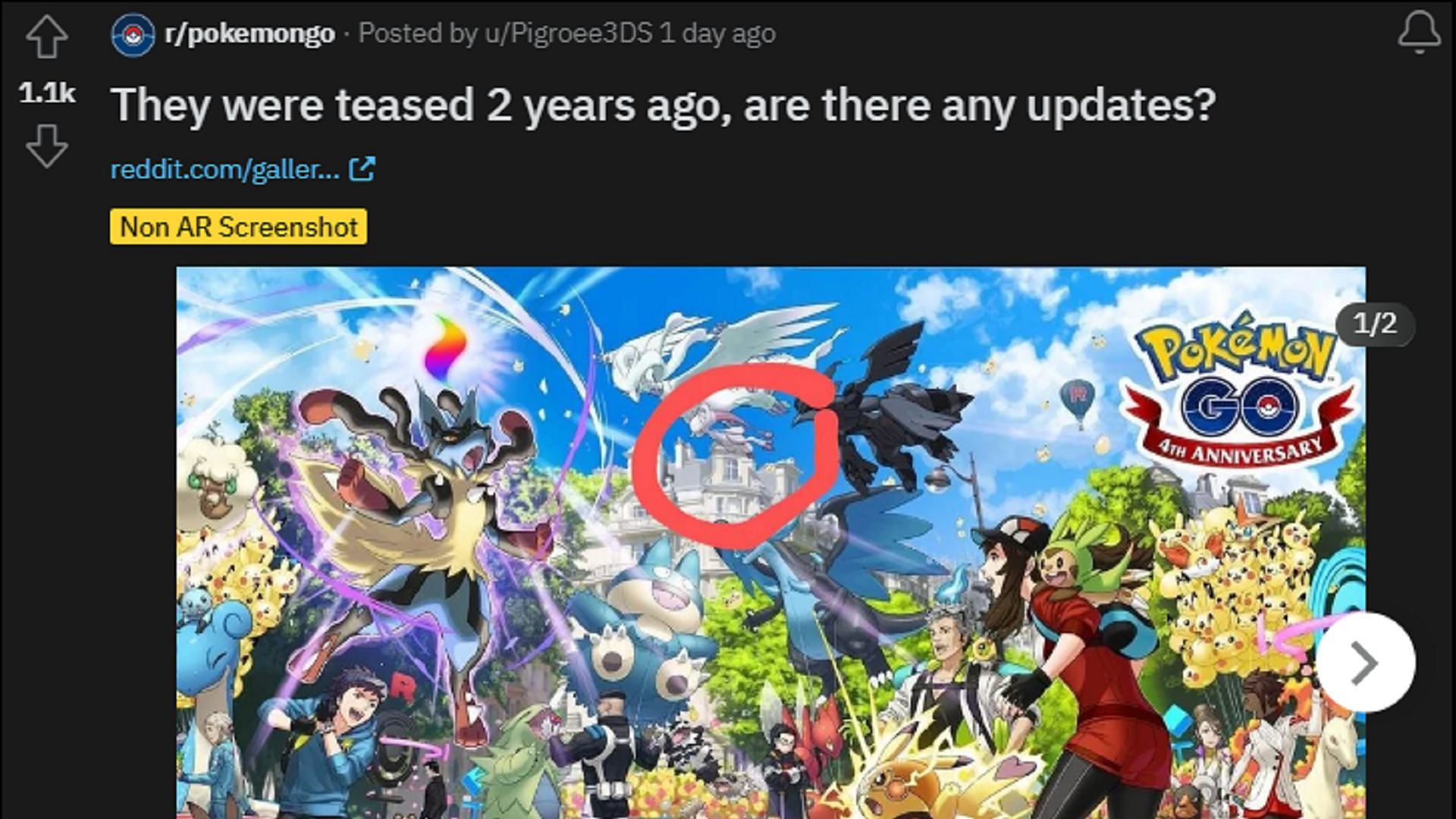 A Pokemon GO Redditor points out Mega Mewtwo Y&#039;s presence in Niantic&#039;s promotional art (Image via u/Pigroee3DS/Reddit)