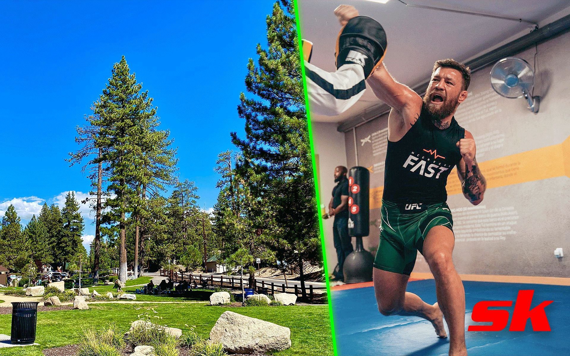 Big Bear Lake City (left) and Conor McGregor (right) [Image Credits: @thenotoriousmma on Instagram and @JovitaPorcayo on Twitter]