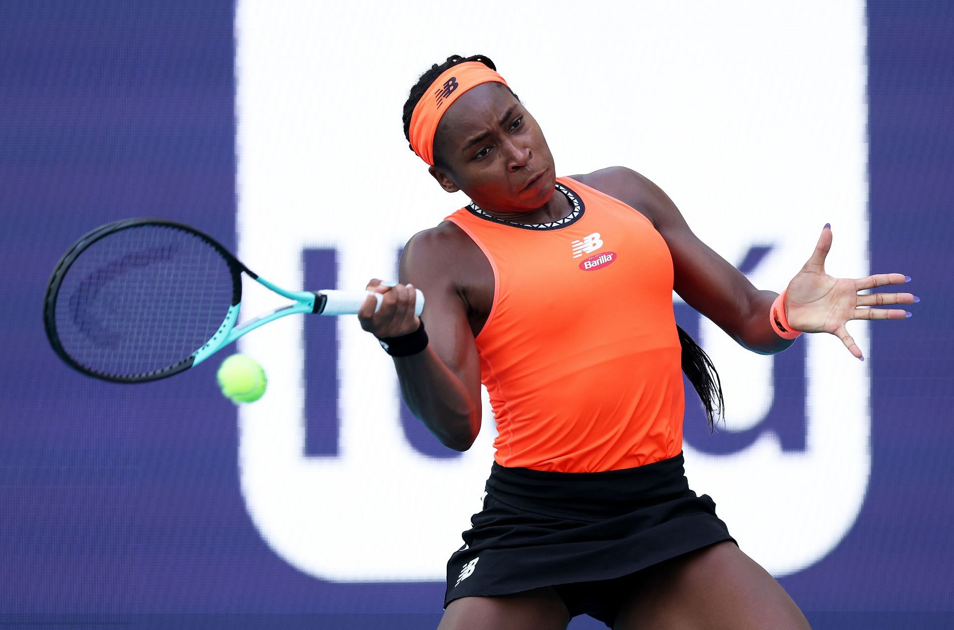 Coco Gauff in action at the Miami Open
