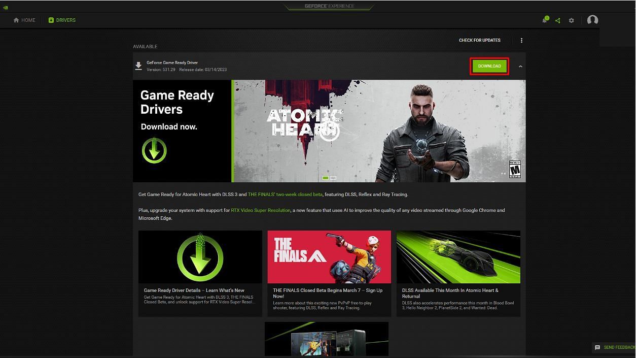 Download the update (Image via Nvidia) 