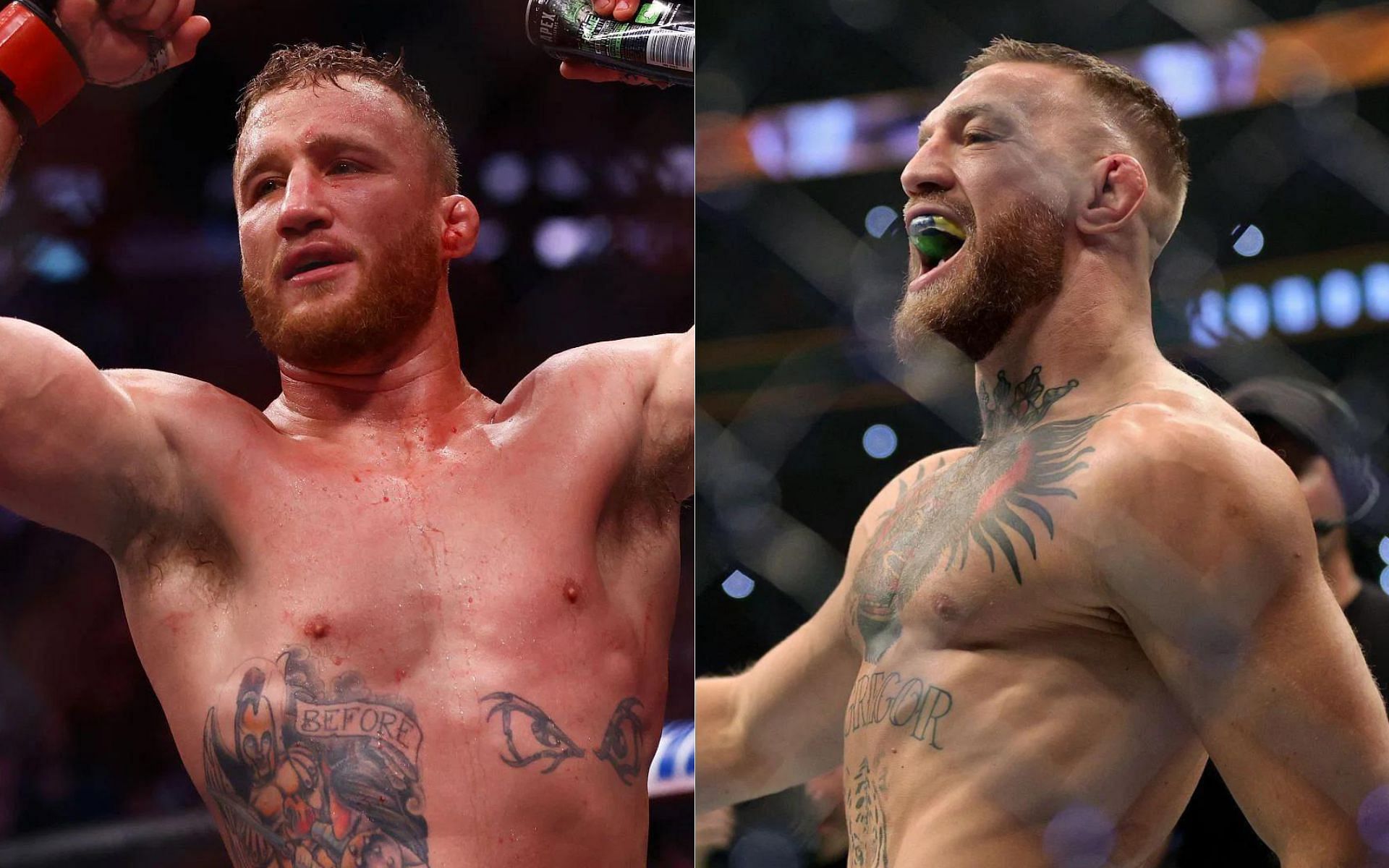 Justin Gaethje (left) and Conor McGregor (right)