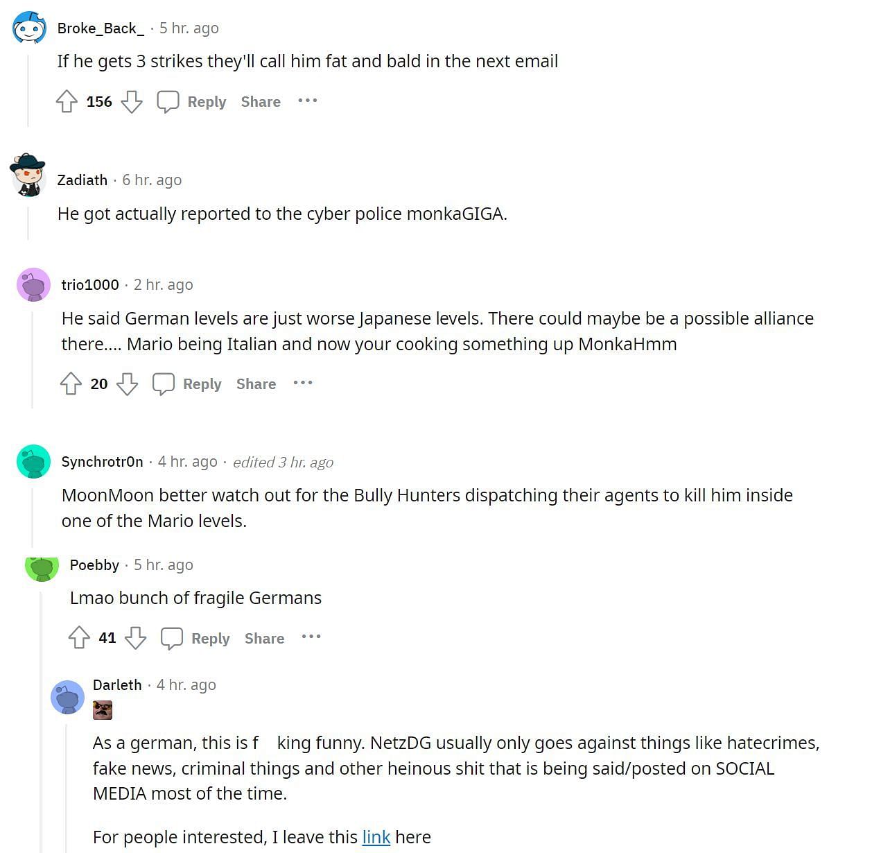 Fans react to the NetzDG report (Image via r/LivestreamFail Reddit)