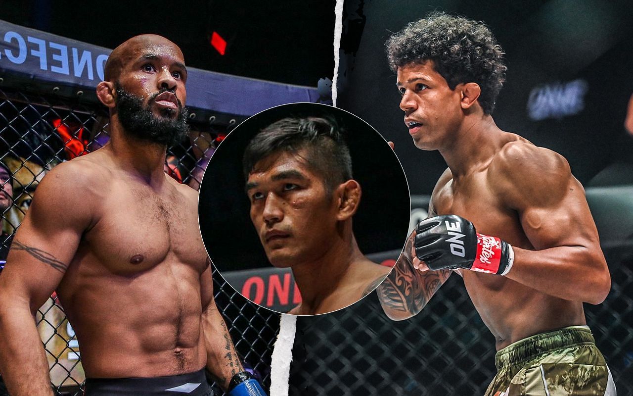 Demetrious Johnson (L) / Aung La N Sang (C) / Adriano Moraes (R) -- Photo by ONE Championship