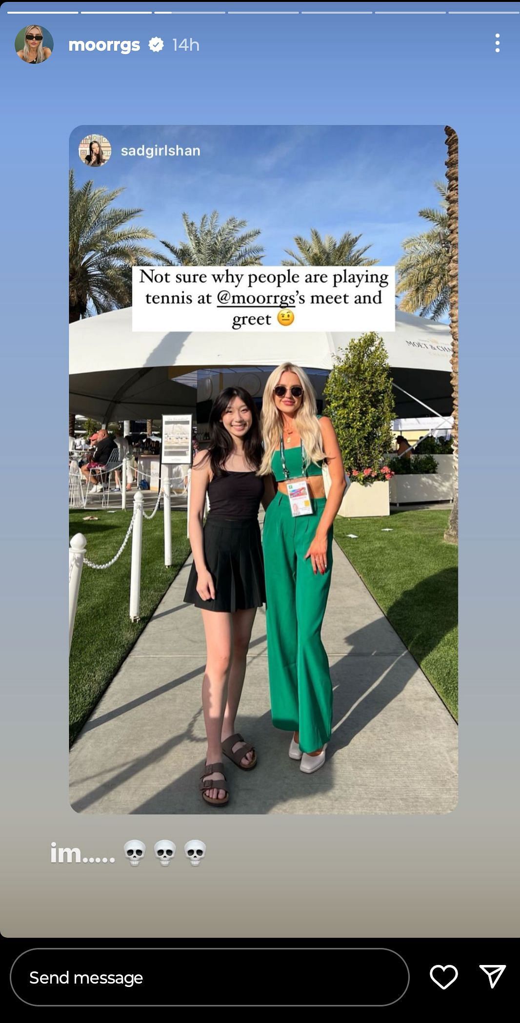 Morgan Riddle with a fan at Indian Wells 2023